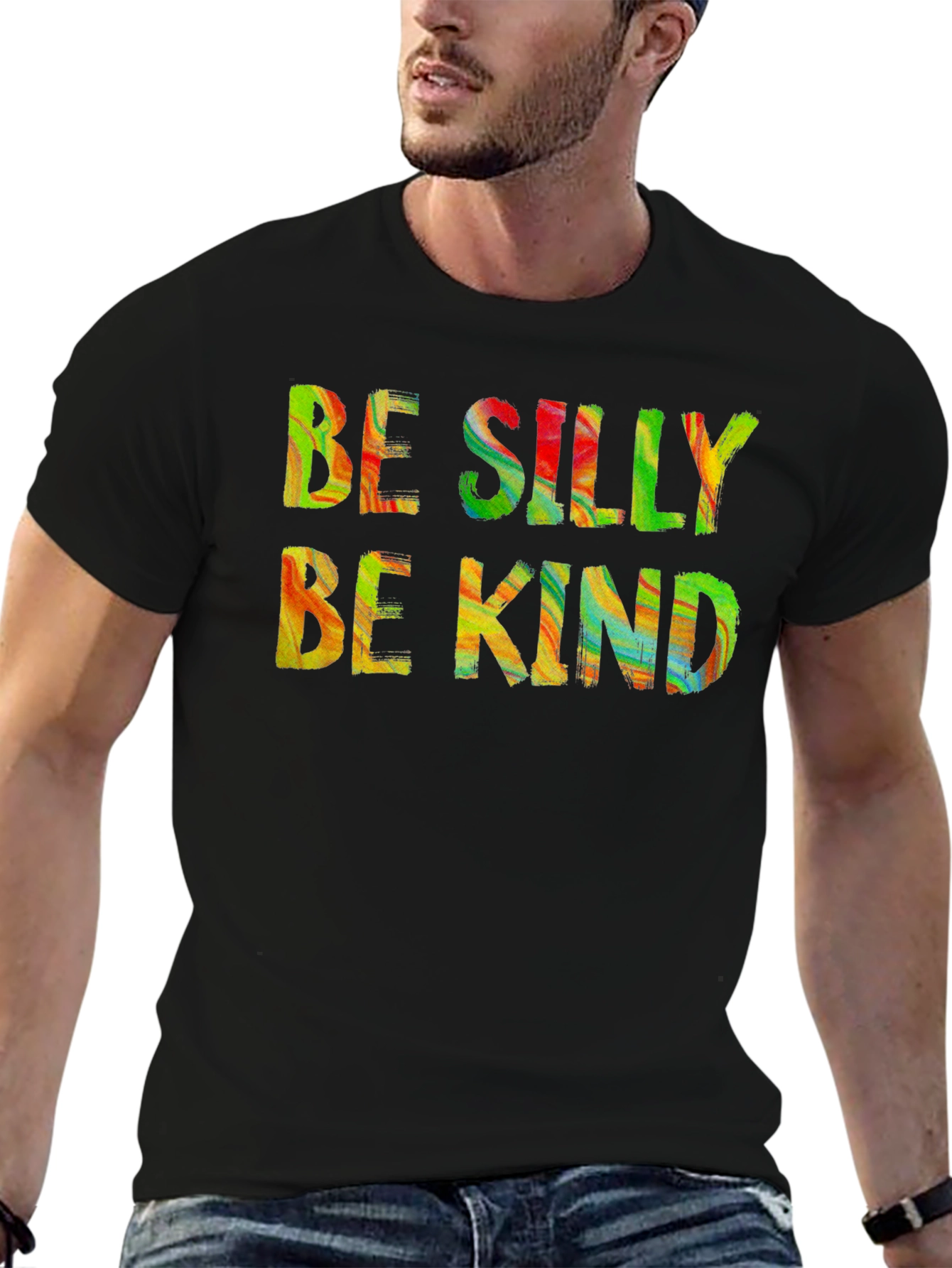 Be Silly Be Kind Graphic Tee - Black Cotton T-Shirt
