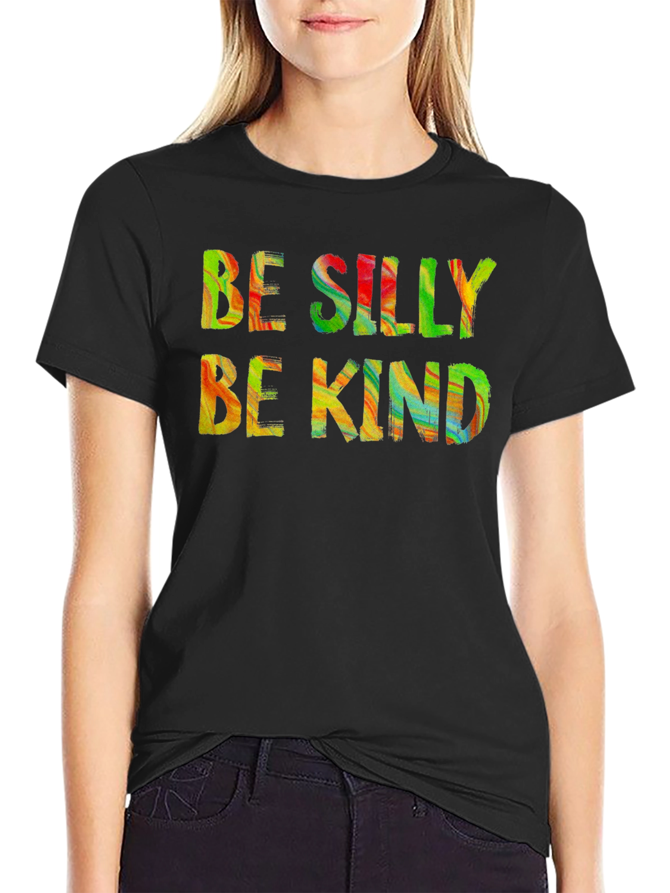 Be Silly Be Kind Graphic Tee - Black Cotton T-Shirt