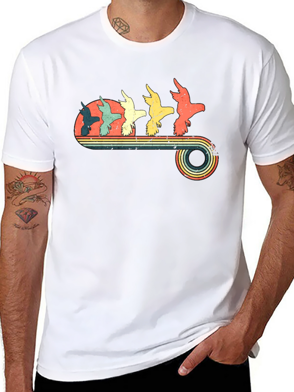 Retro Birds Graphic T-Shirt