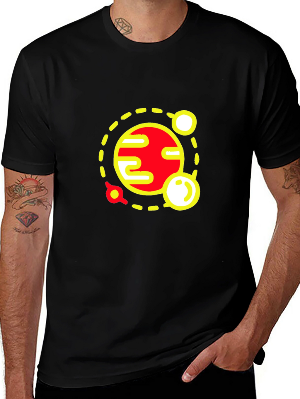 Planet Graphic Tee - Stylish Space Design Black T-Shirt