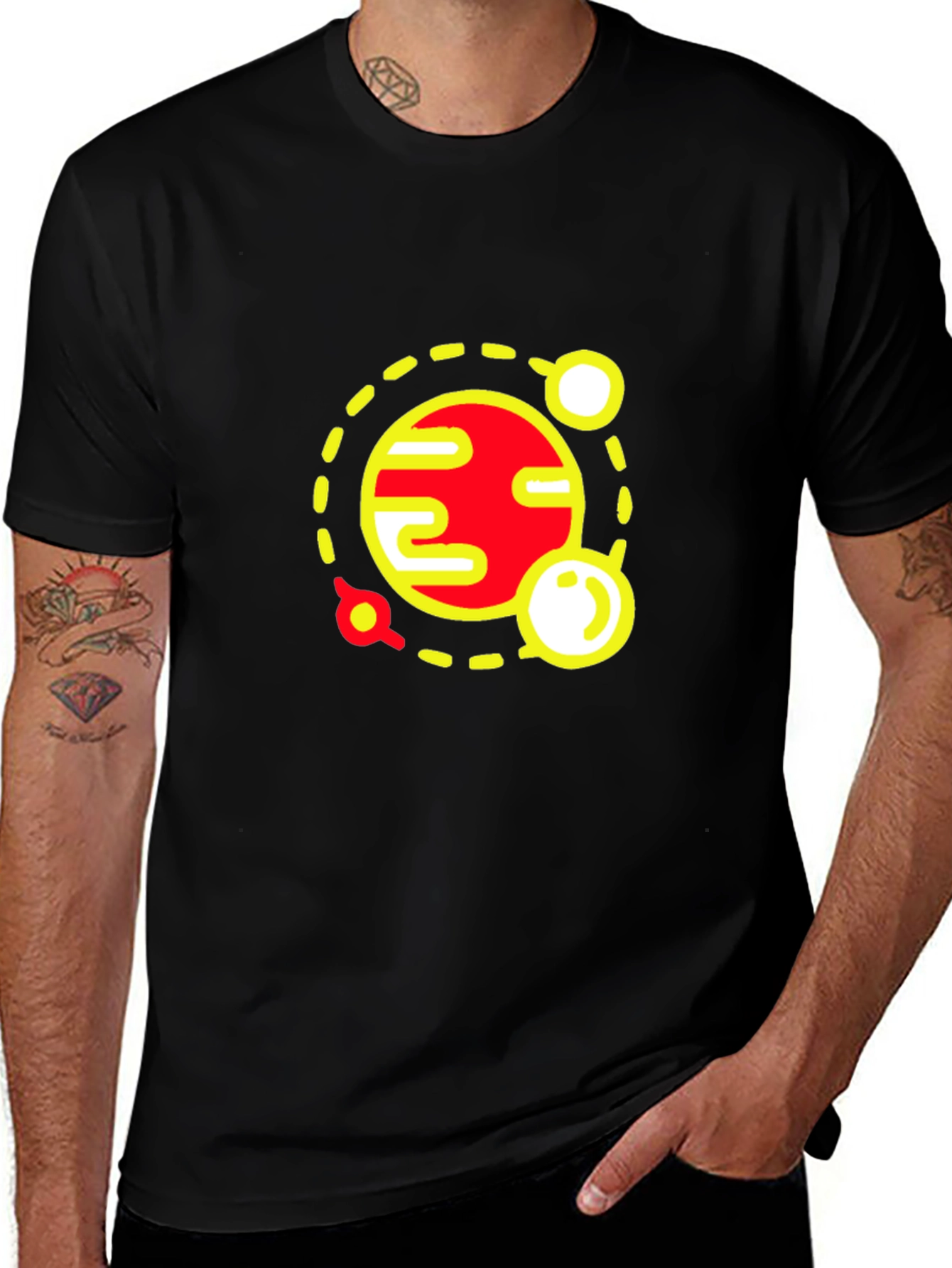 Planet Graphic Tee - Stylish Space Design Black T-Shirt
