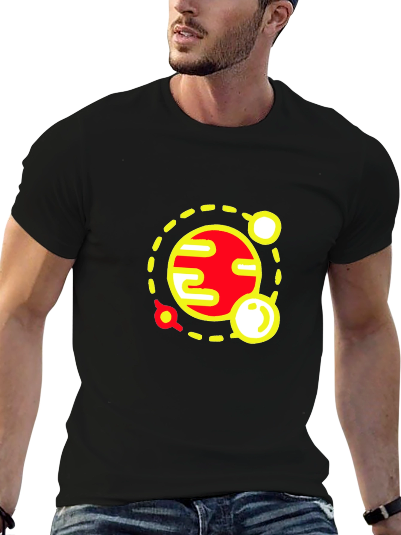 Planet Graphic Tee - Stylish Space Design Black T-Shirt
