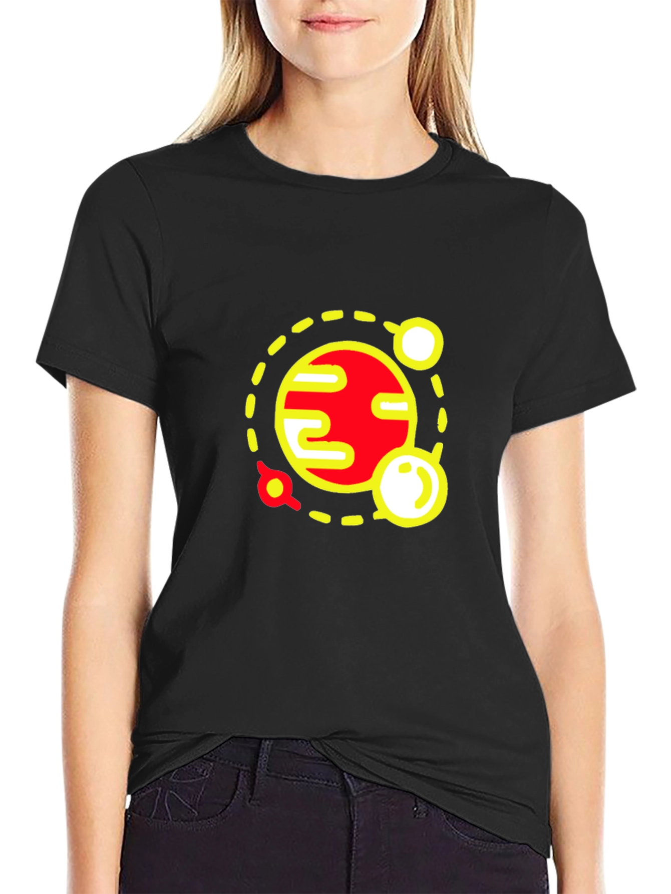 Planet Graphic Tee - Stylish Space Design Black T-Shirt