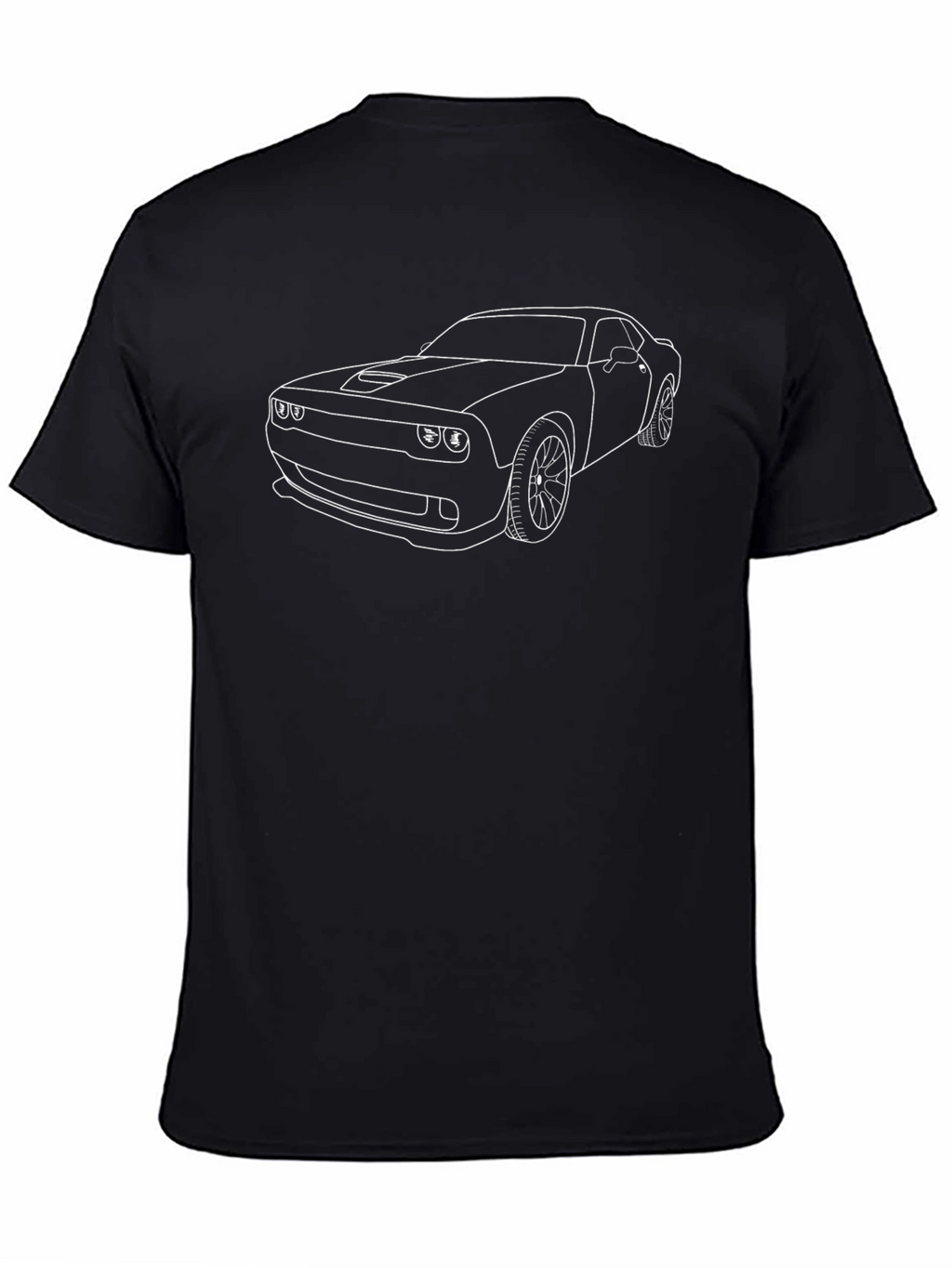 Cool Car Outline Graphic T-Shirt - Black
