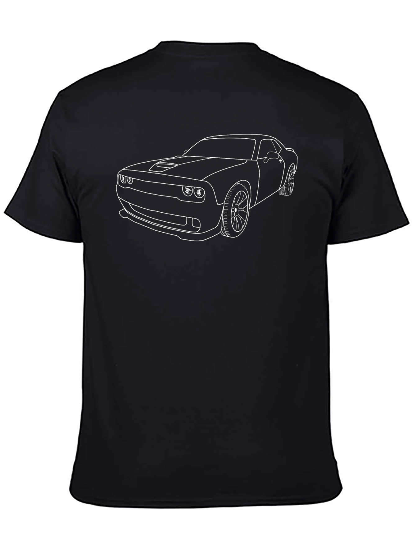 Cool Car Outline Graphic T-Shirt - Black