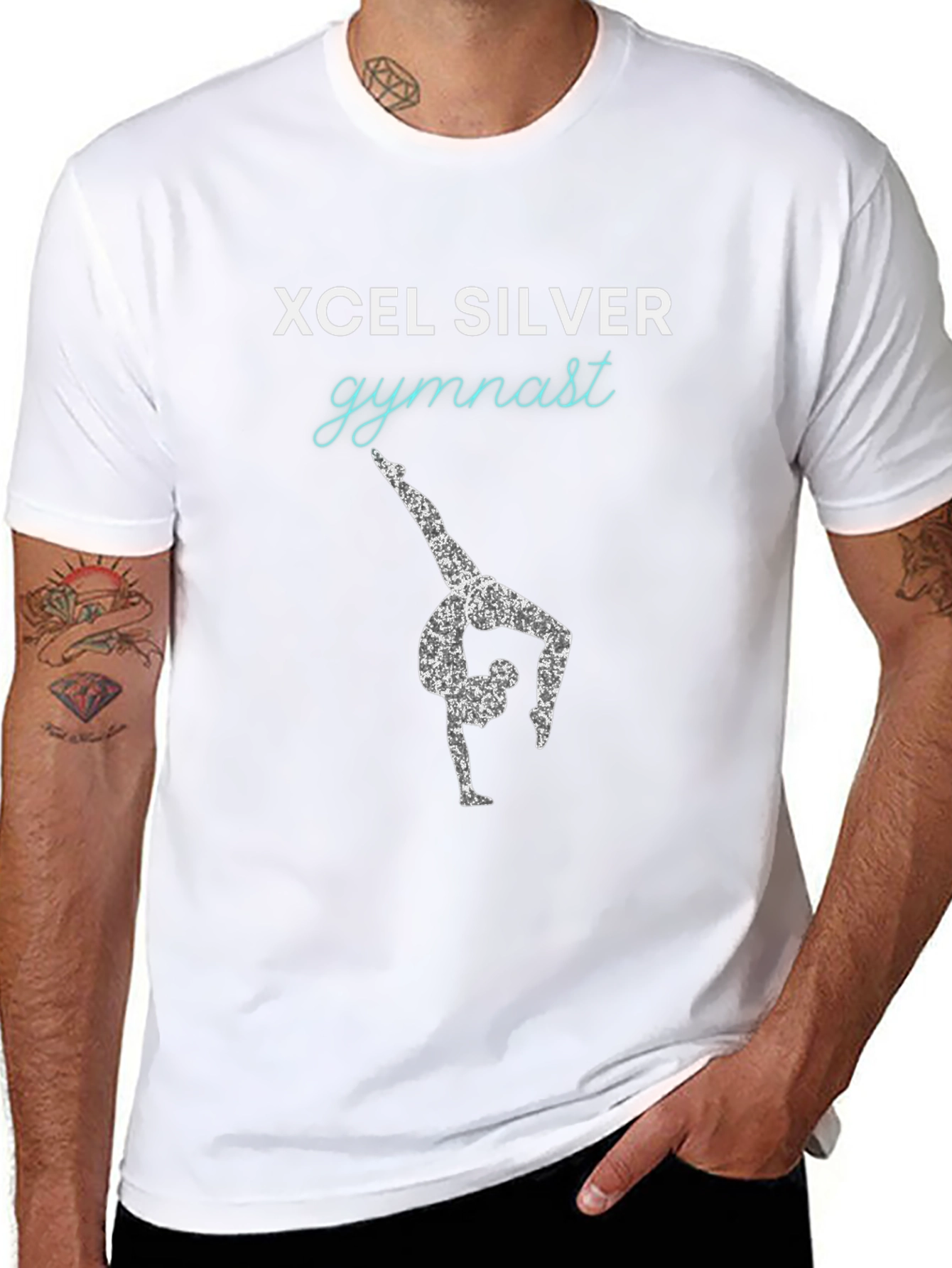Xcel Silver Gymnast Tee - Black Cotton