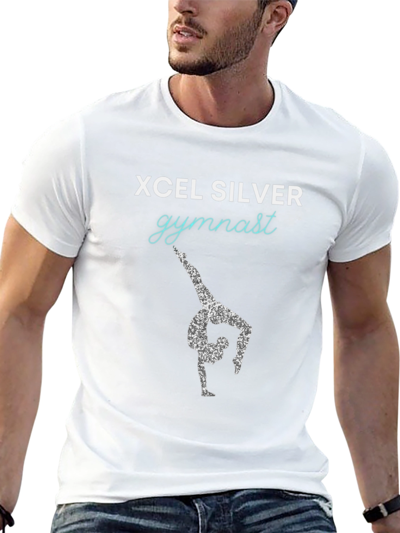 Xcel Silver Gymnast Tee - Black Cotton