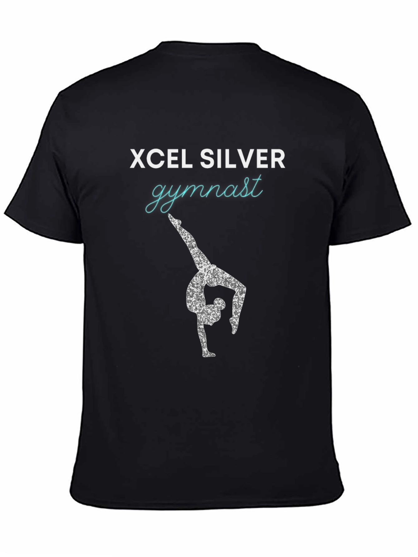 Xcel Silver Gymnast Tee - Black Cotton
