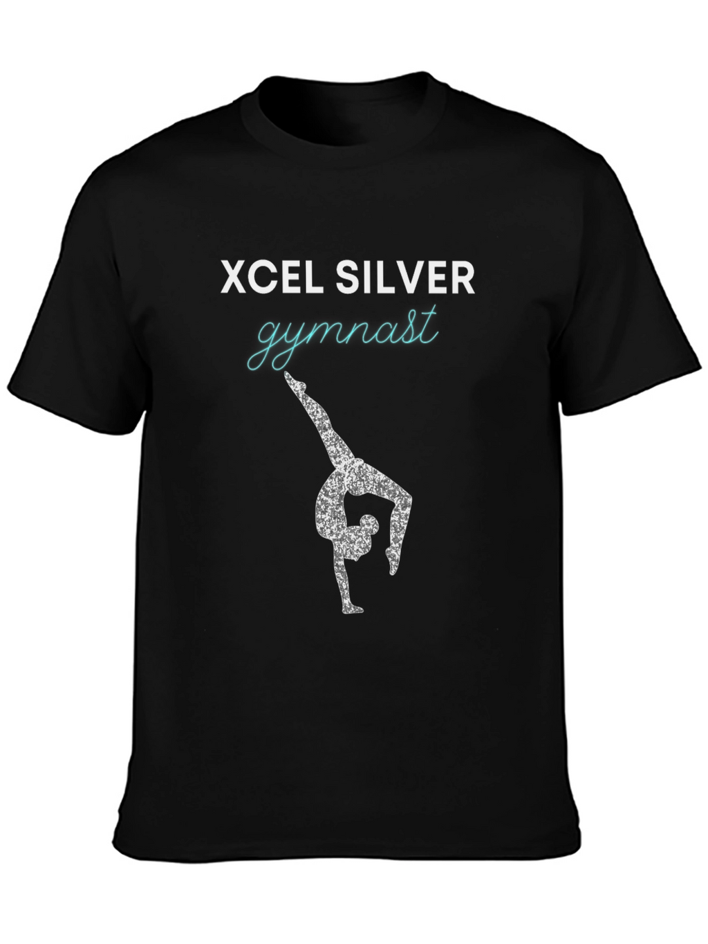 Xcel Silver Gymnast Tee - Black Cotton