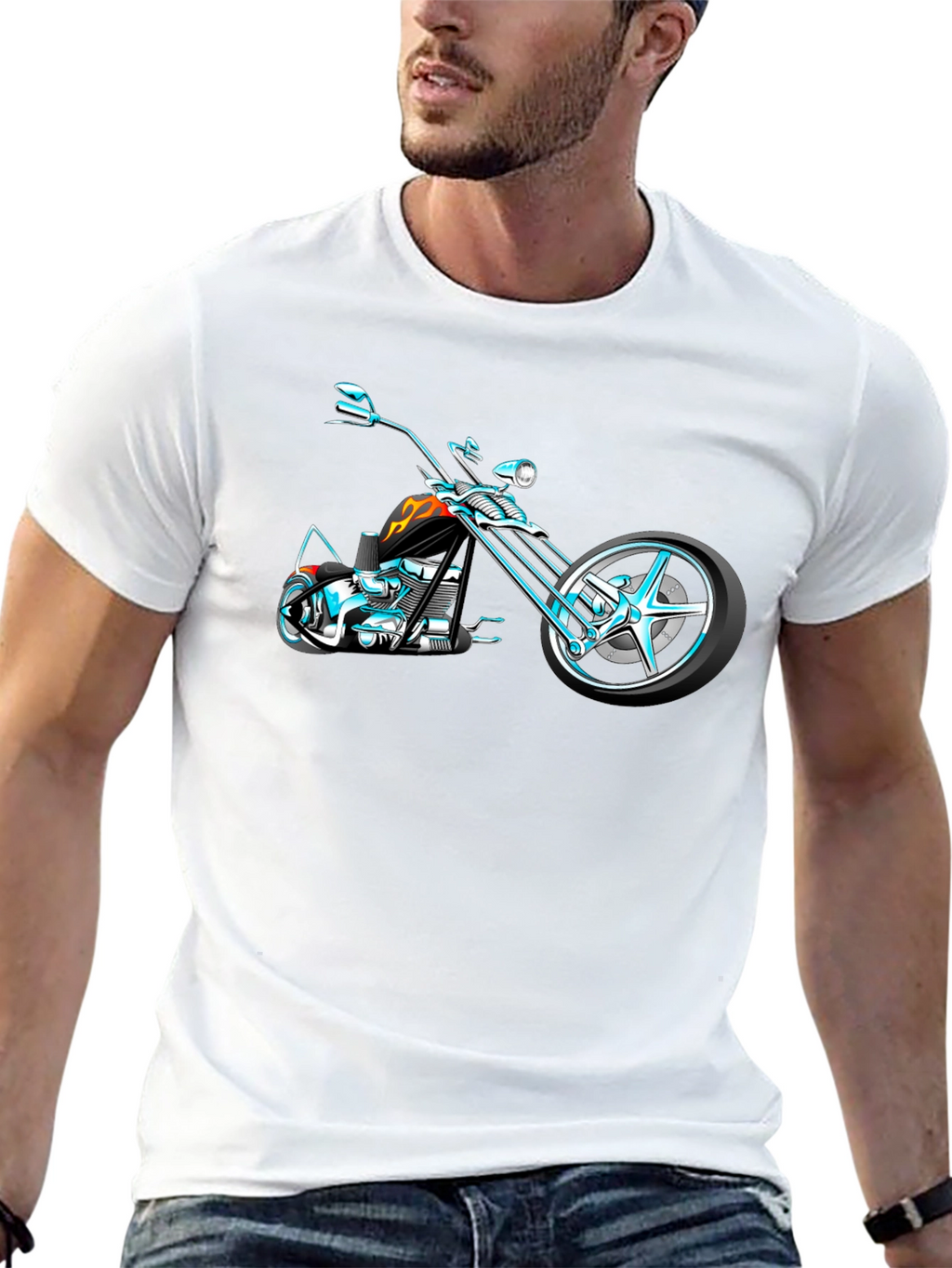 Cool Motorcycle Graphic T-Shirt - Black