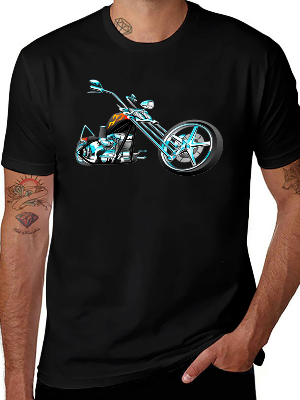 Cool Motorcycle Graphic T-Shirt - Black