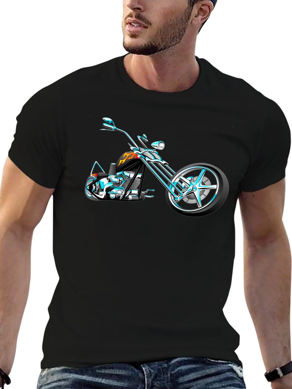 Cool Motorcycle Graphic T-Shirt - Black