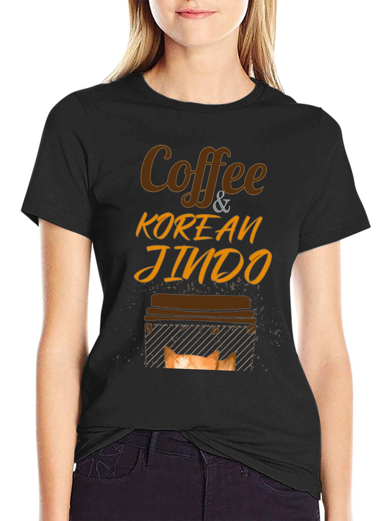Coffee & Korean Jindo Dog T-Shirt