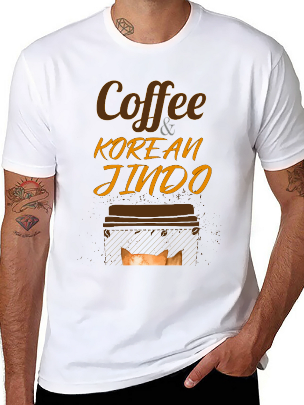 Coffee & Korean Jindo Dog T-Shirt