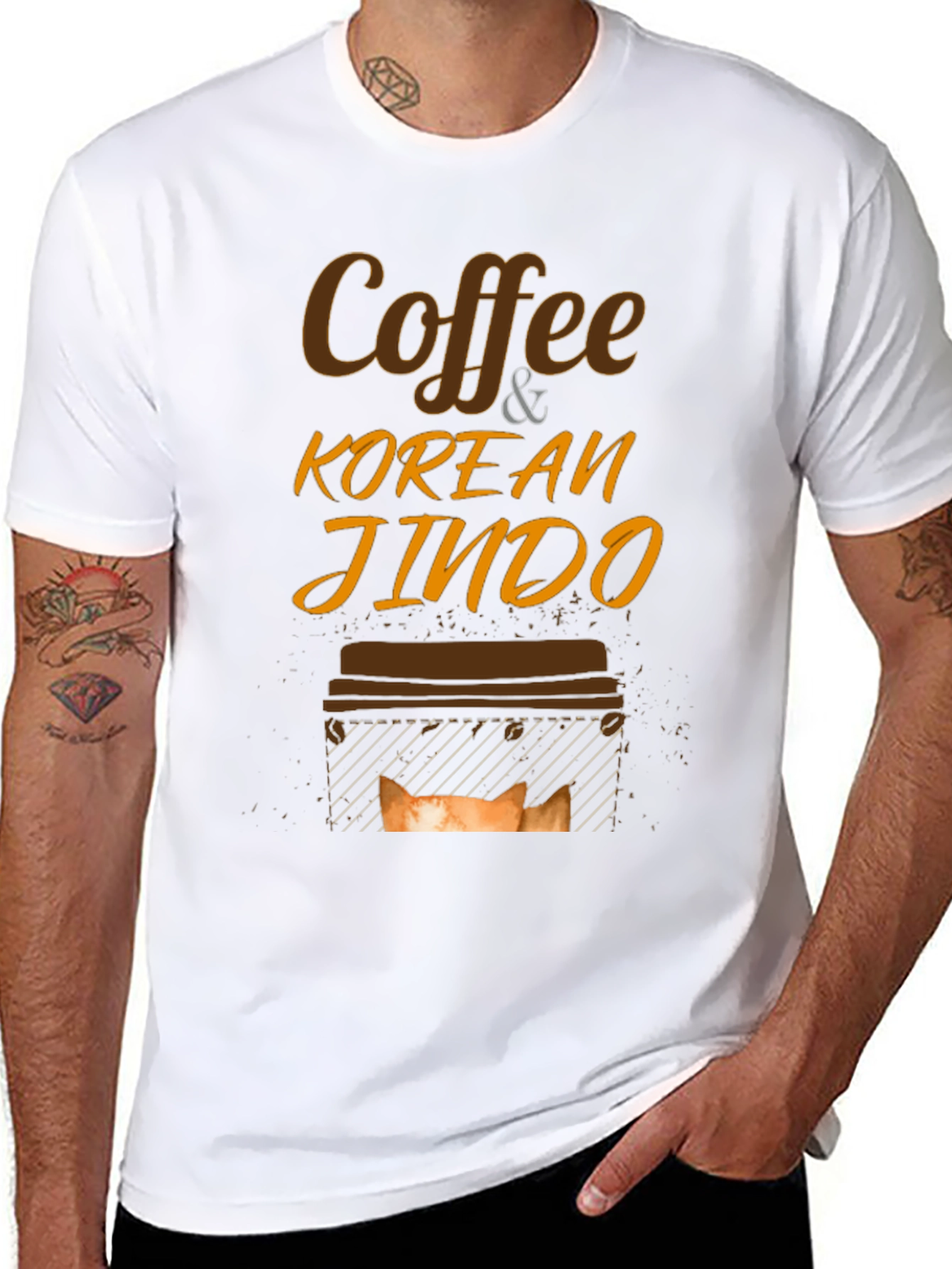Coffee & Korean Jindo Dog T-Shirt