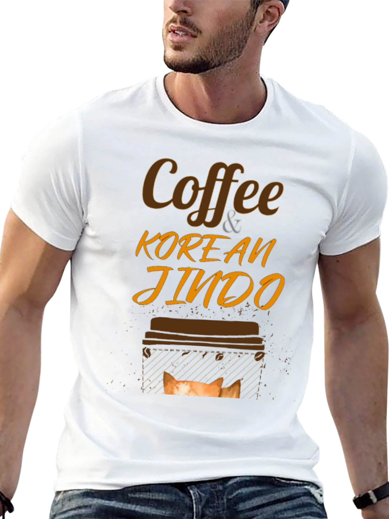Coffee & Korean Jindo Dog T-Shirt