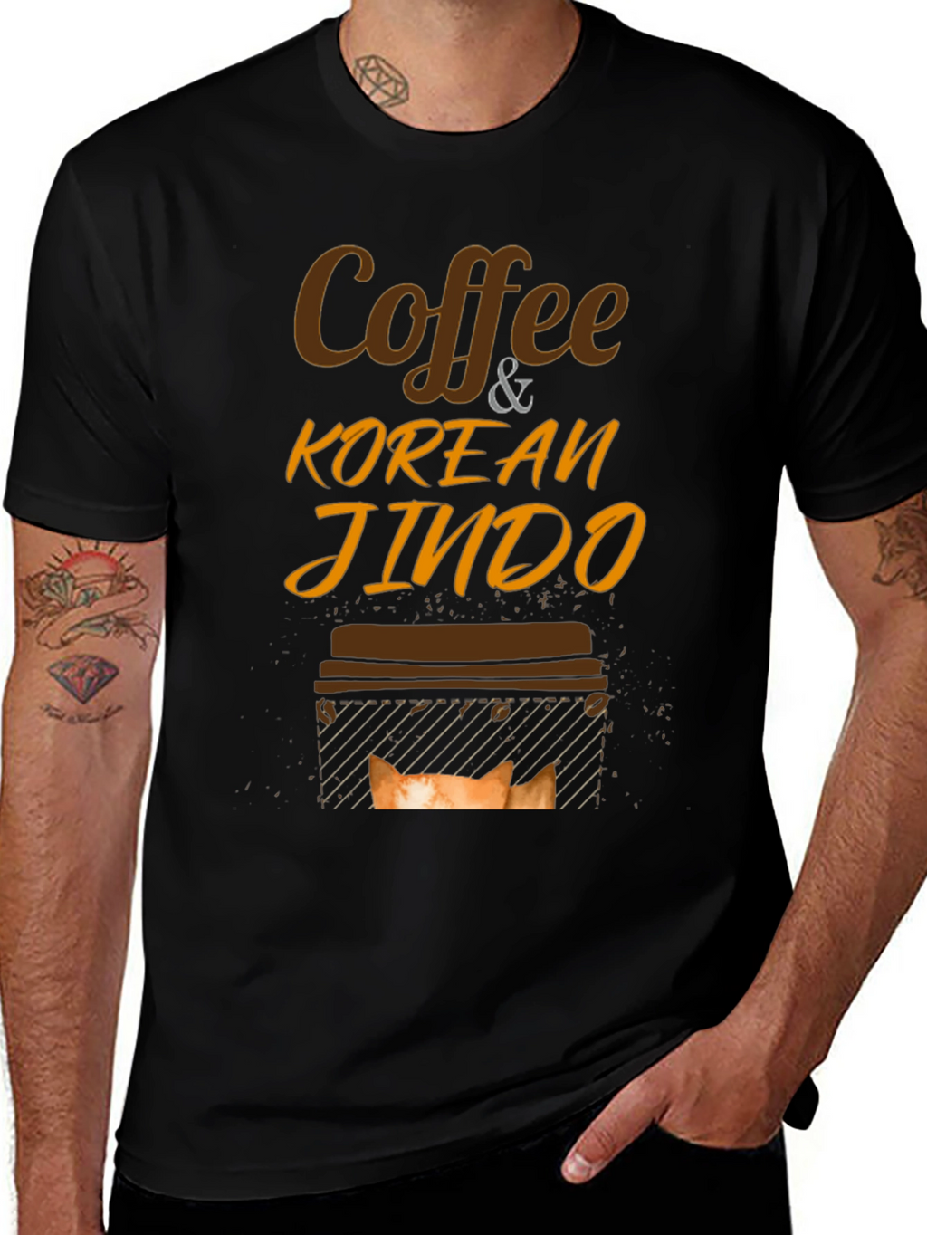 Coffee & Korean Jindo Dog T-Shirt