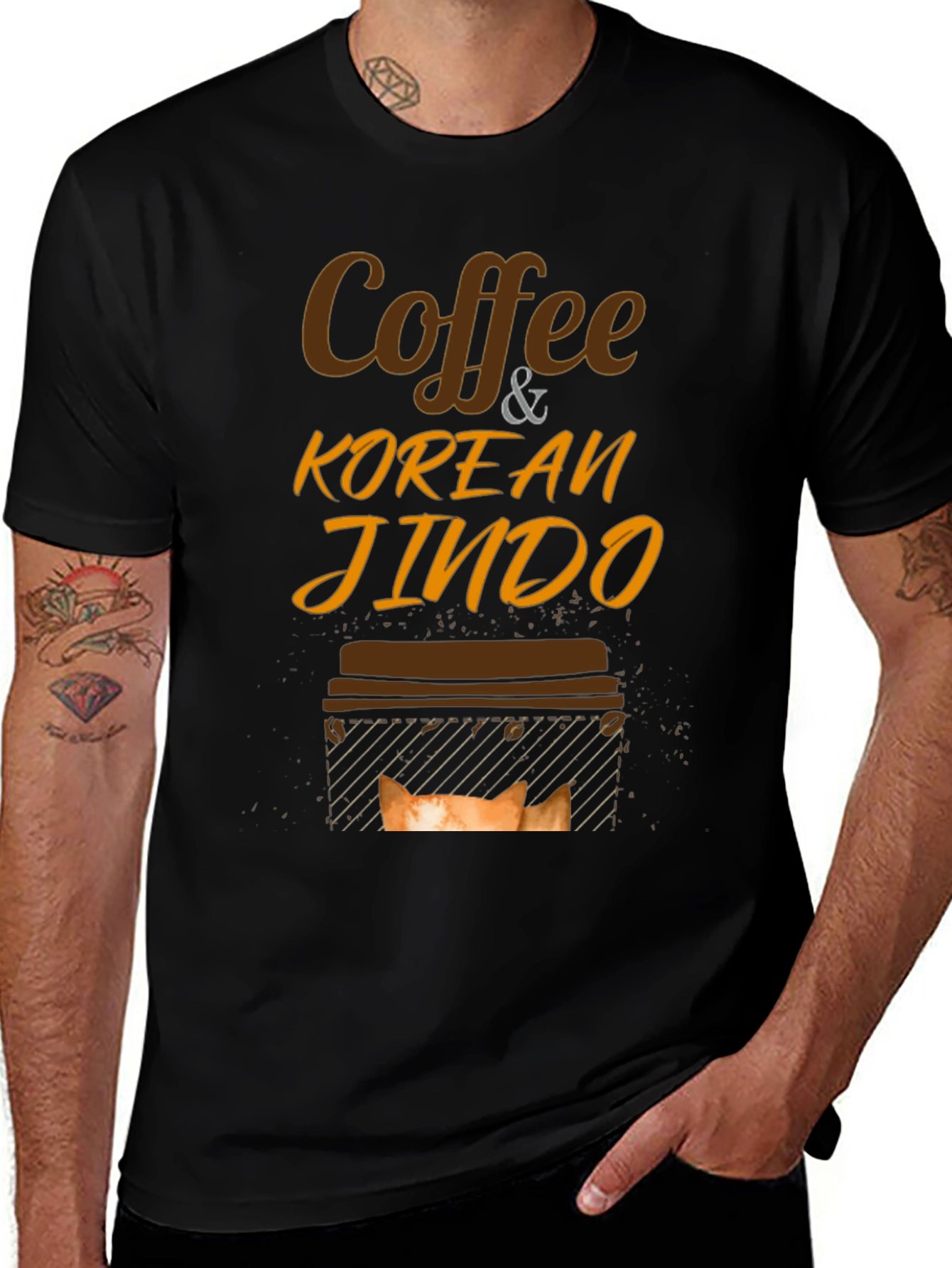 Coffee & Korean Jindo Dog T-Shirt