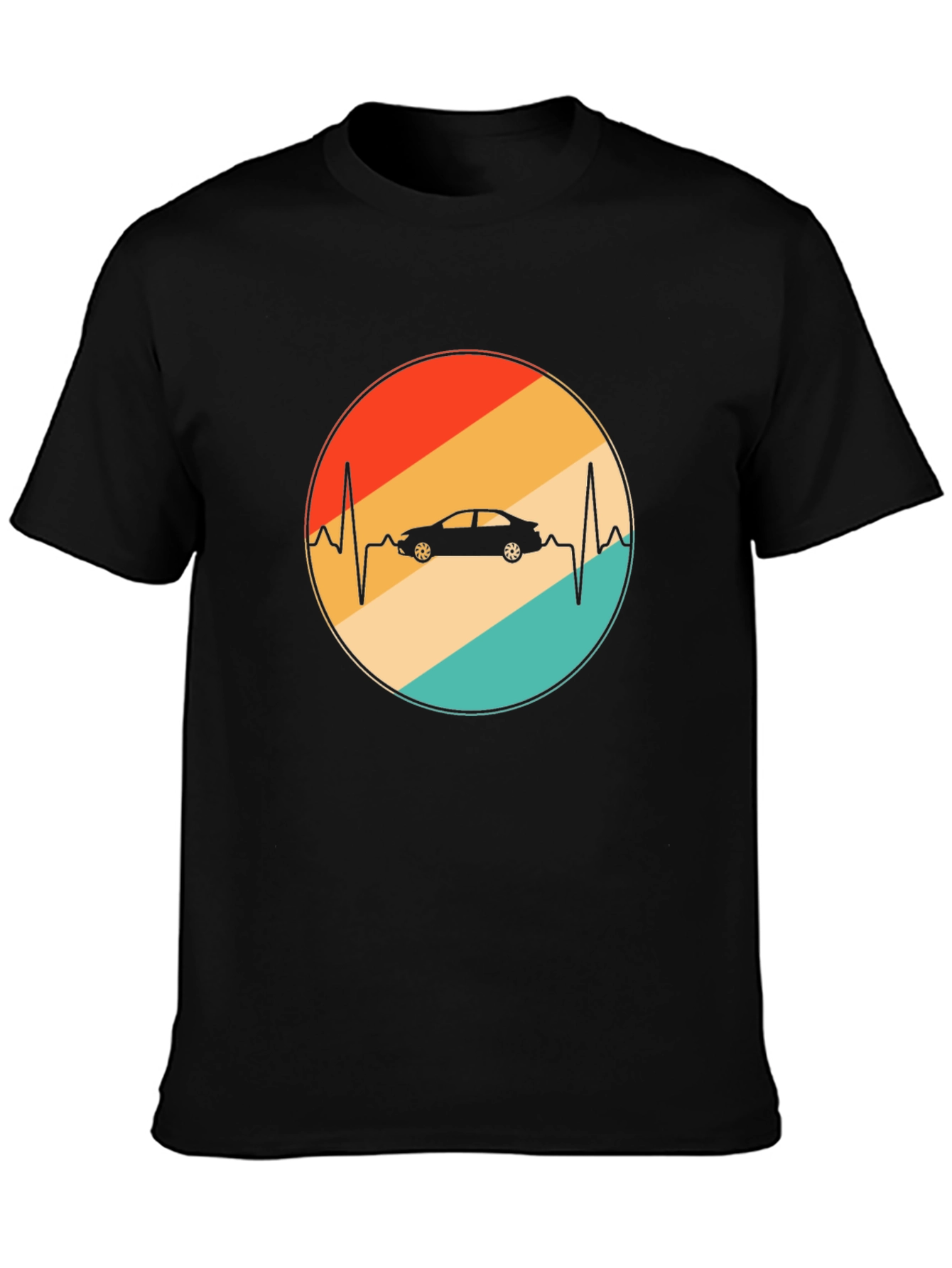 Car Heartbeat Retro T-Shirt - Black