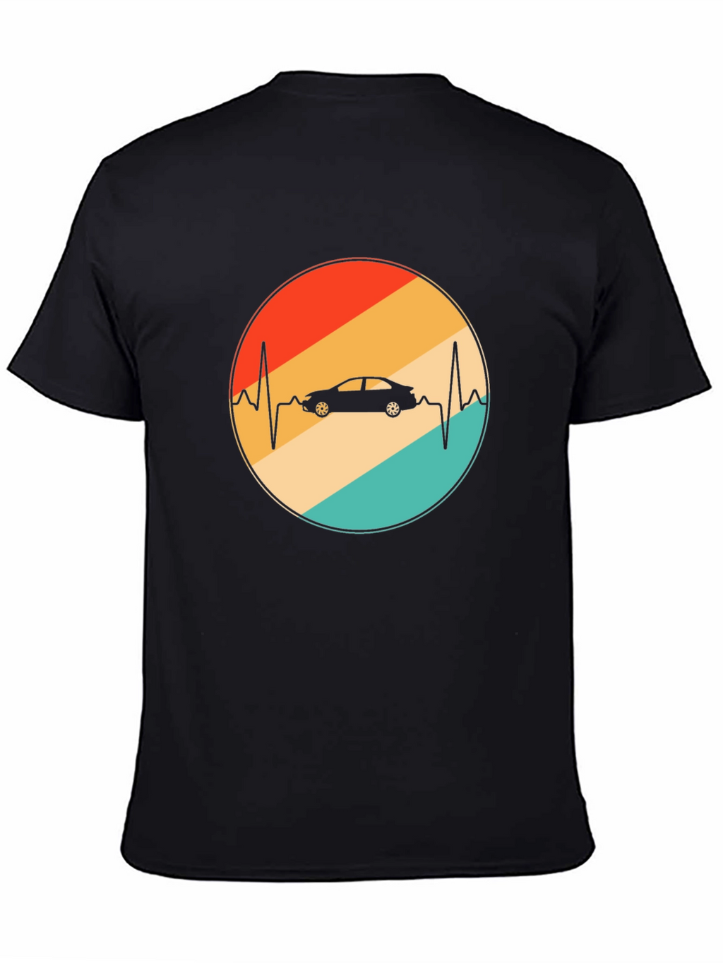 Car Heartbeat Retro T-Shirt - Black