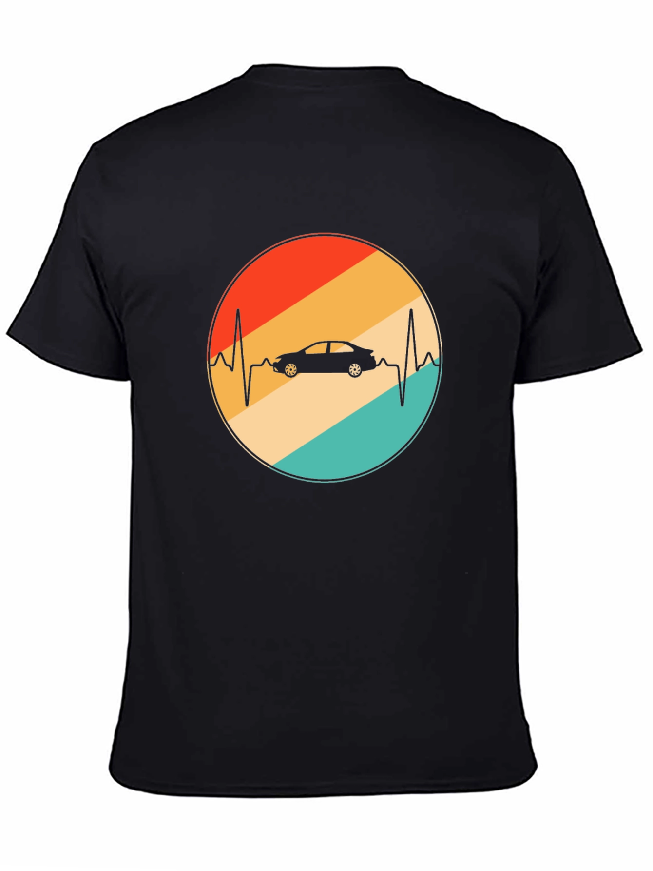 Car Heartbeat Retro T-Shirt - Black