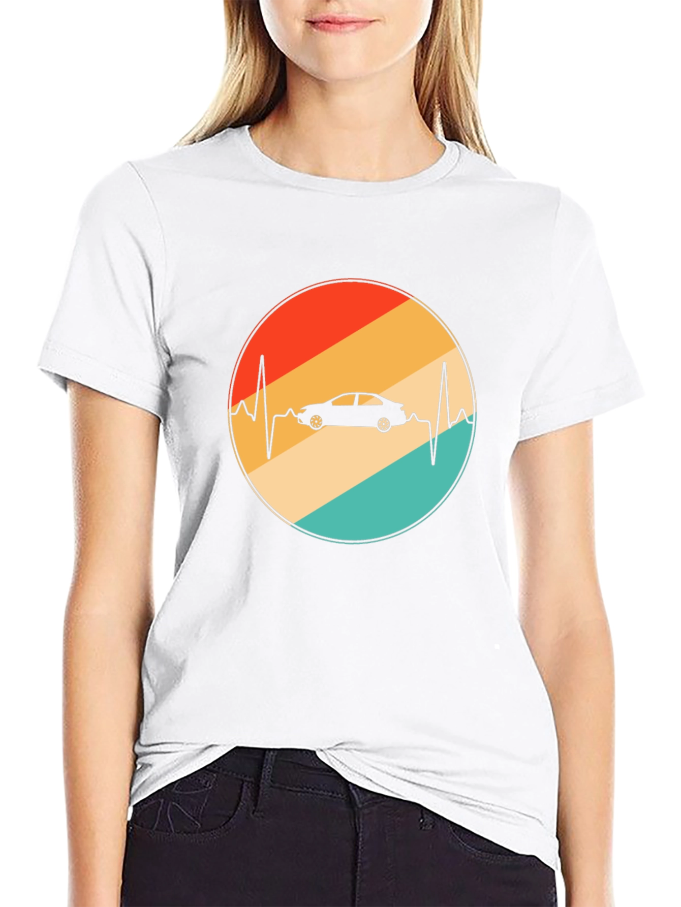Car Heartbeat Retro T-Shirt - Black