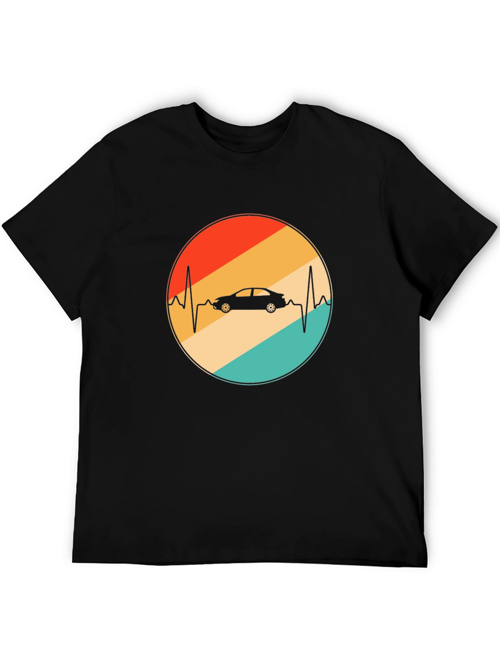 Car Heartbeat Retro T-Shirt - Black