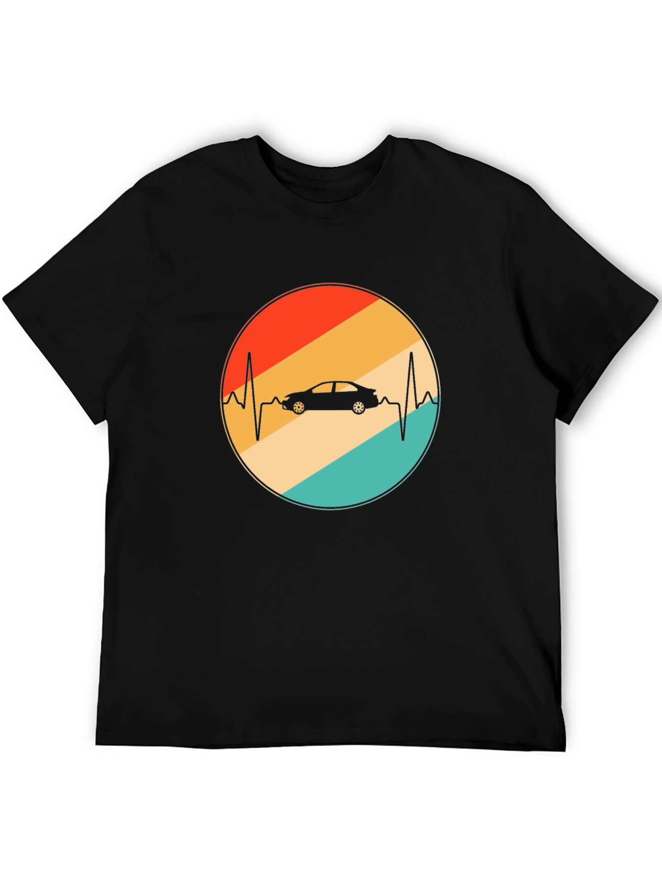 Car Heartbeat Retro T-Shirt - Black