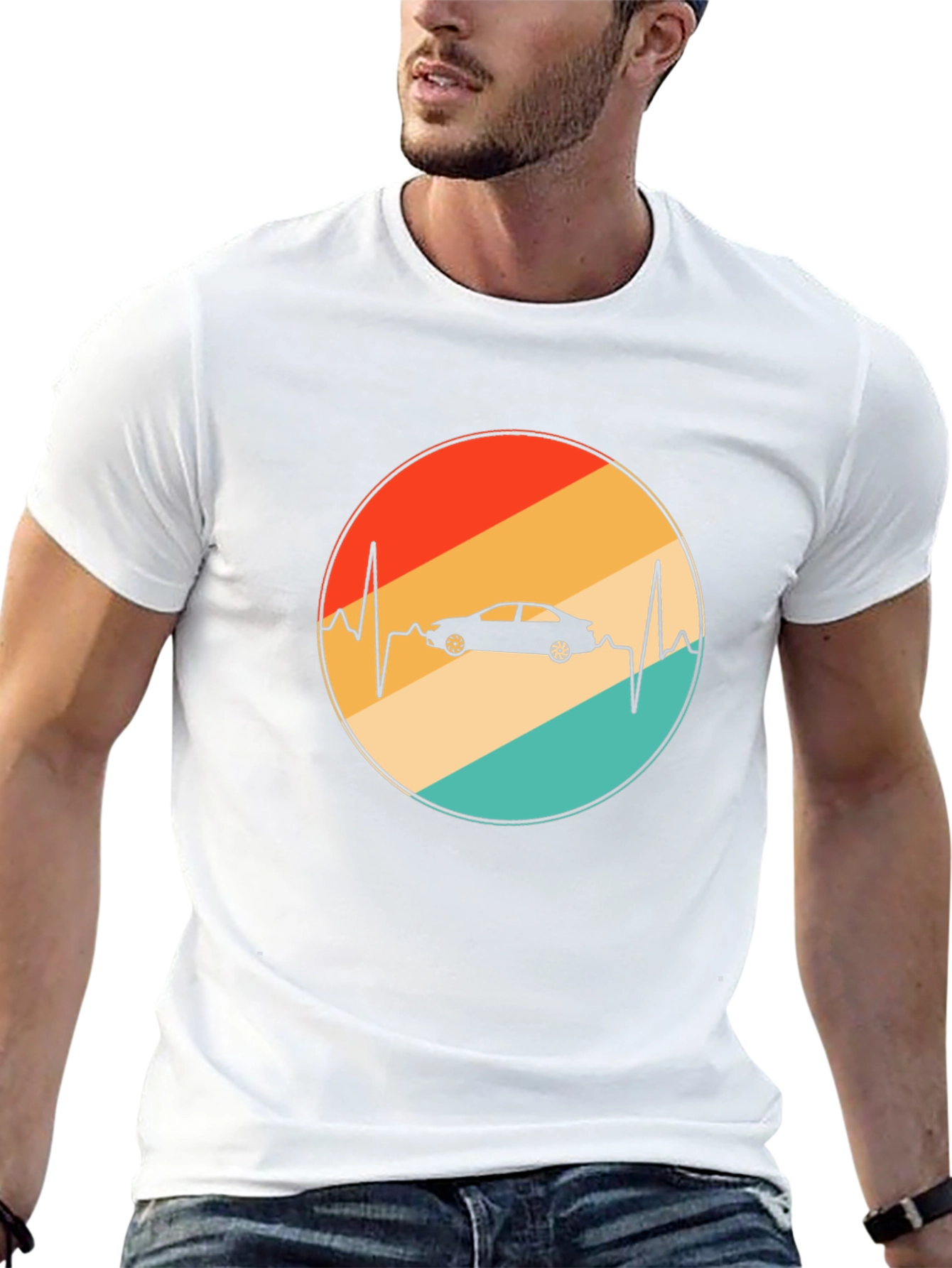 Car Heartbeat Retro T-Shirt - Black