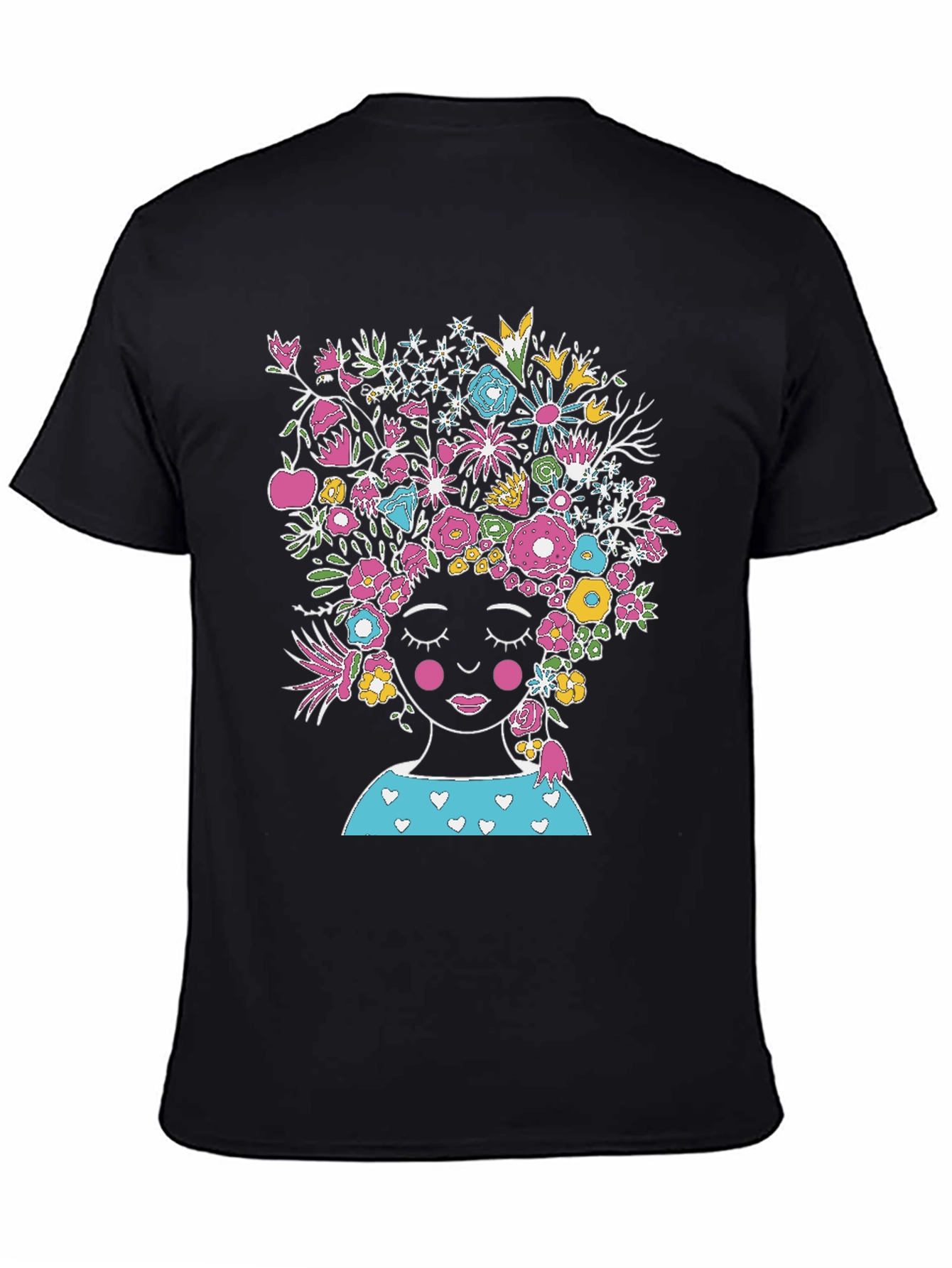 Floral Head T-Shirt - Black Graphic Tee