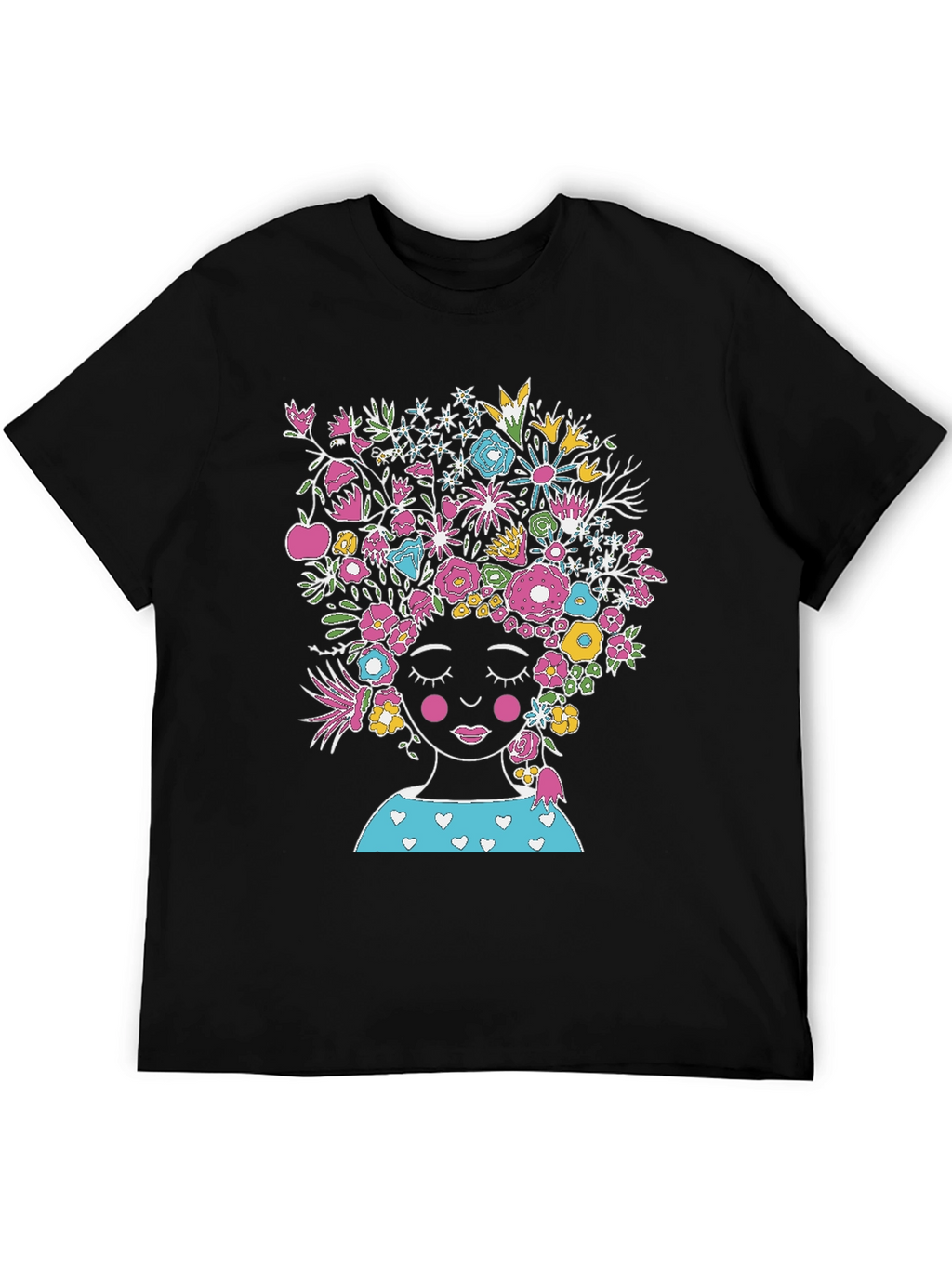 Floral Head T-Shirt - Black Graphic Tee