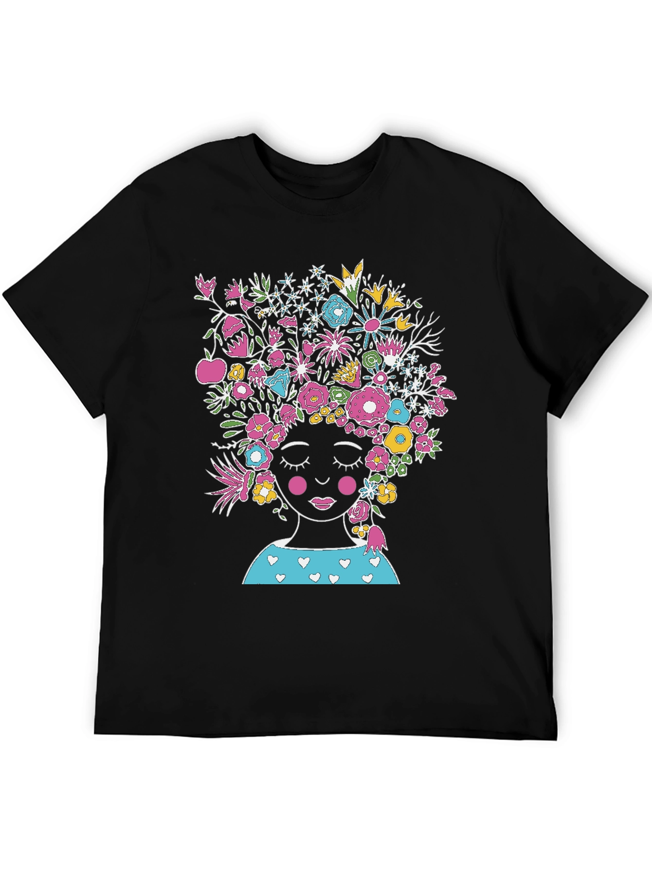 Floral Head T-Shirt - Black Graphic Tee