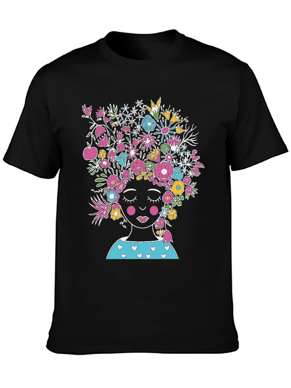 Floral Head T-Shirt - Black Graphic Tee