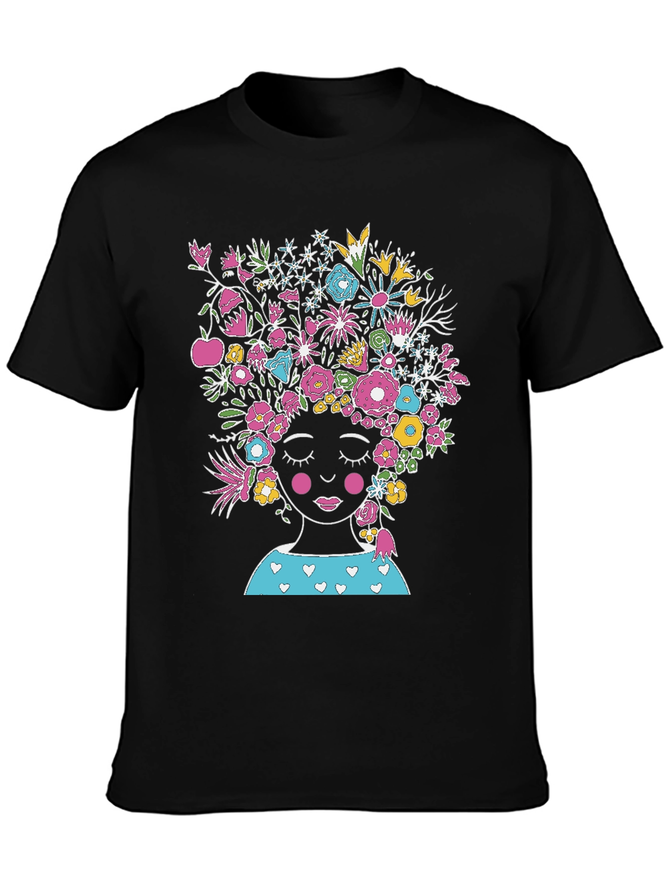 Floral Head T-Shirt - Black Graphic Tee