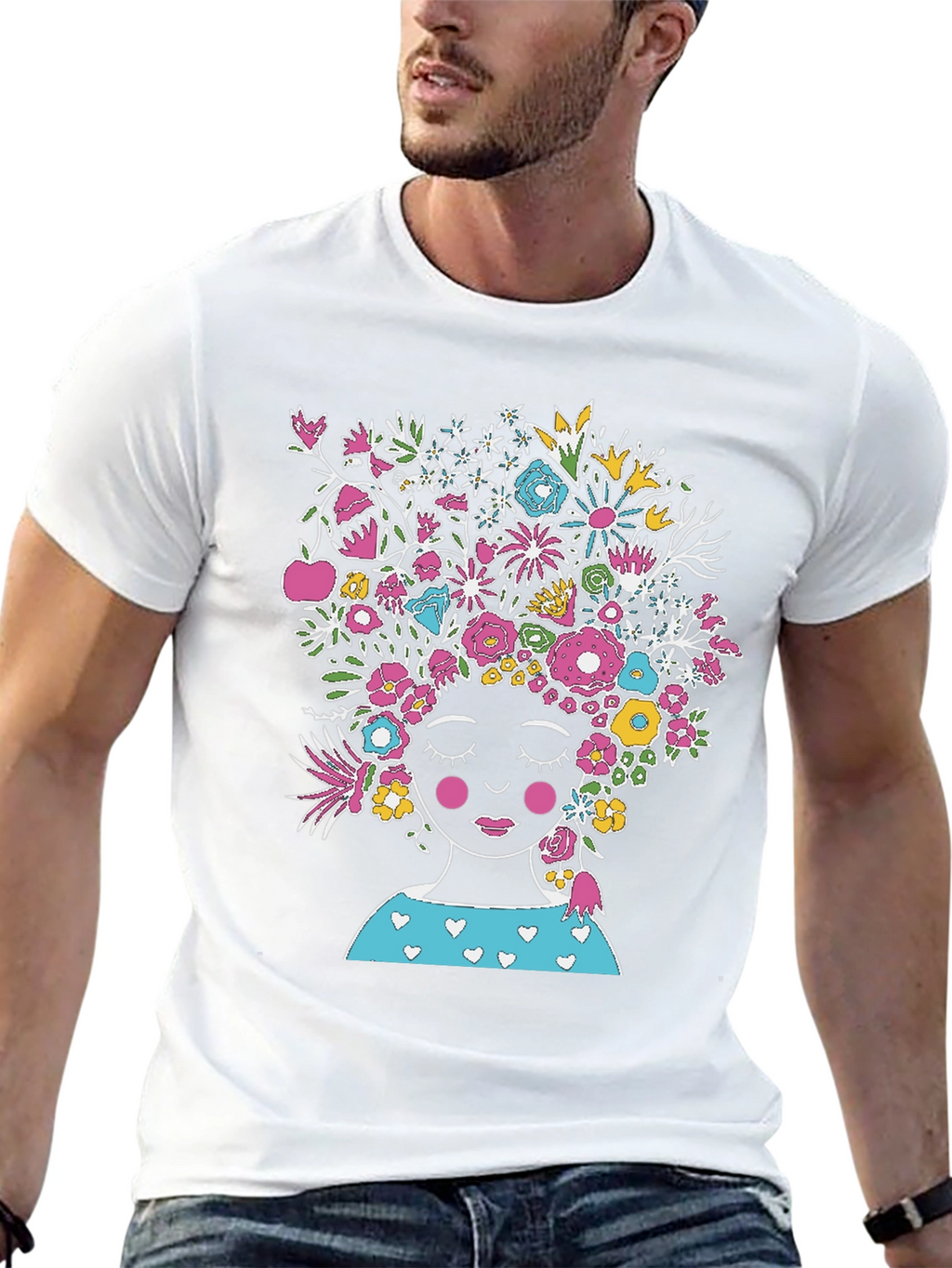 Floral Head T-Shirt - Black Graphic Tee