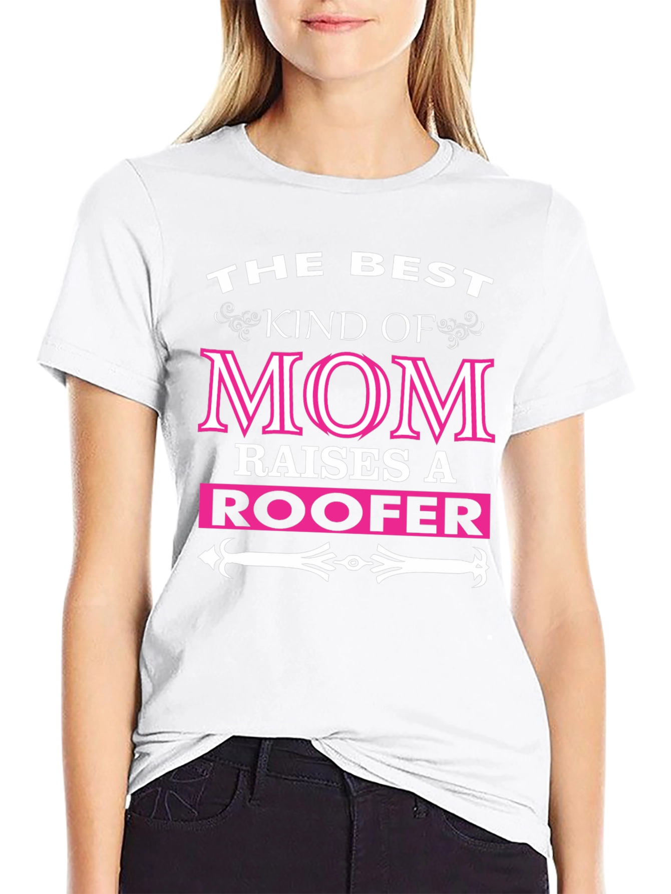 Best Kind of Mom Raises a Roofer Black Graphic Tee