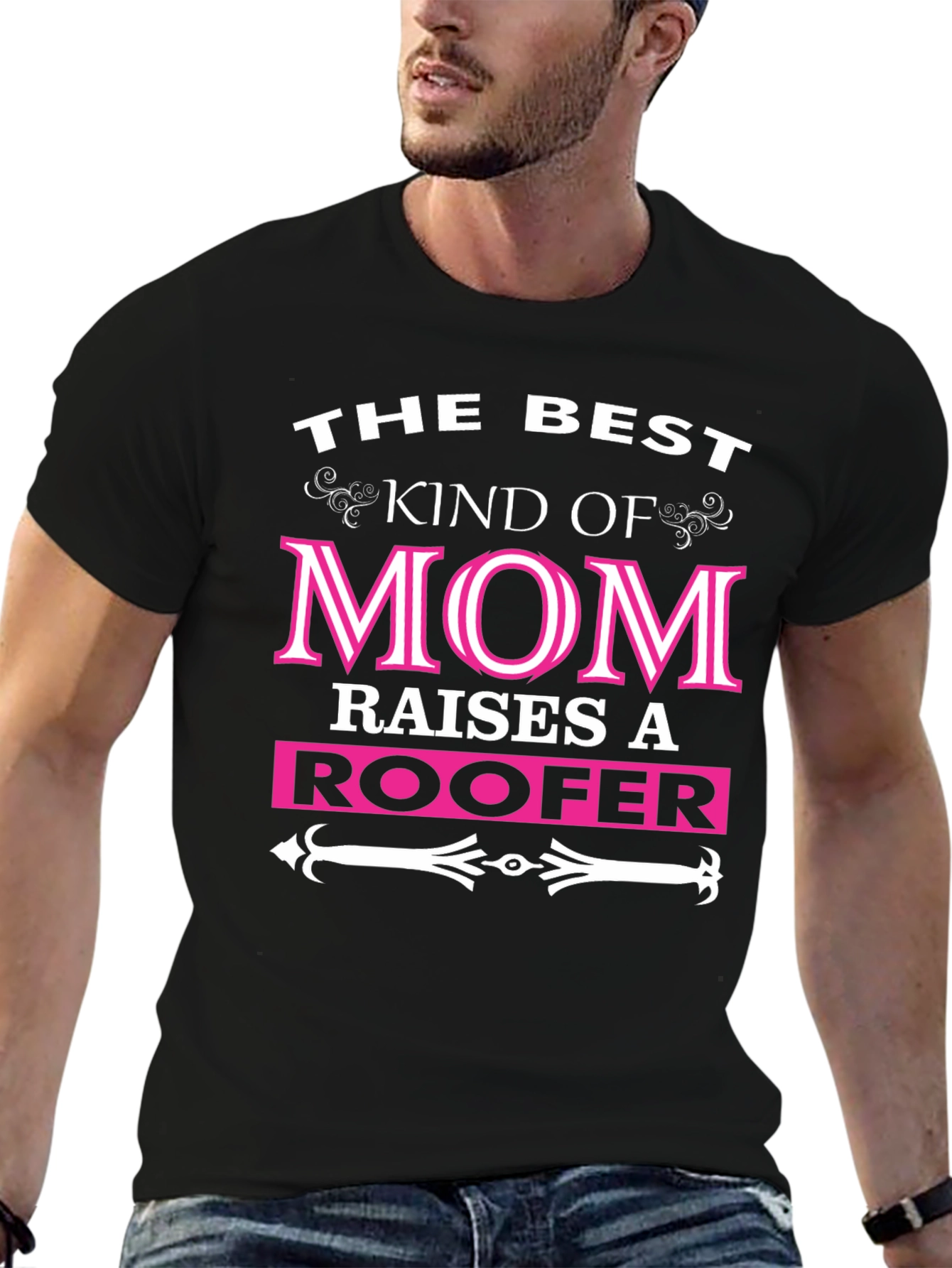 Best Kind of Mom Raises a Roofer Black Graphic Tee
