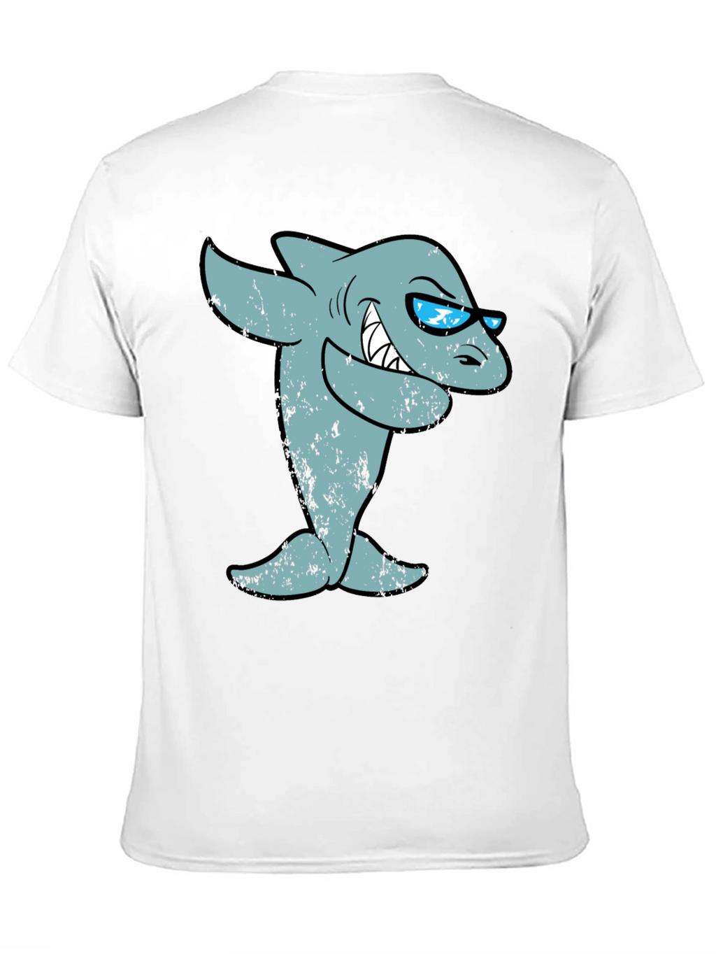 Cool Cartoon Shark Graphic Tee - Black Cotton T-Shirt