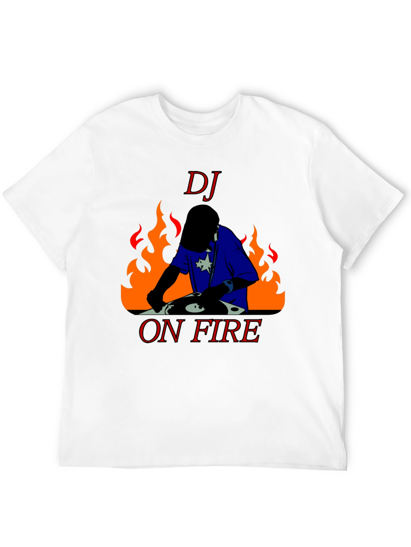 DJ On Fire Graphic Tee - Black Cotton T-Shirt