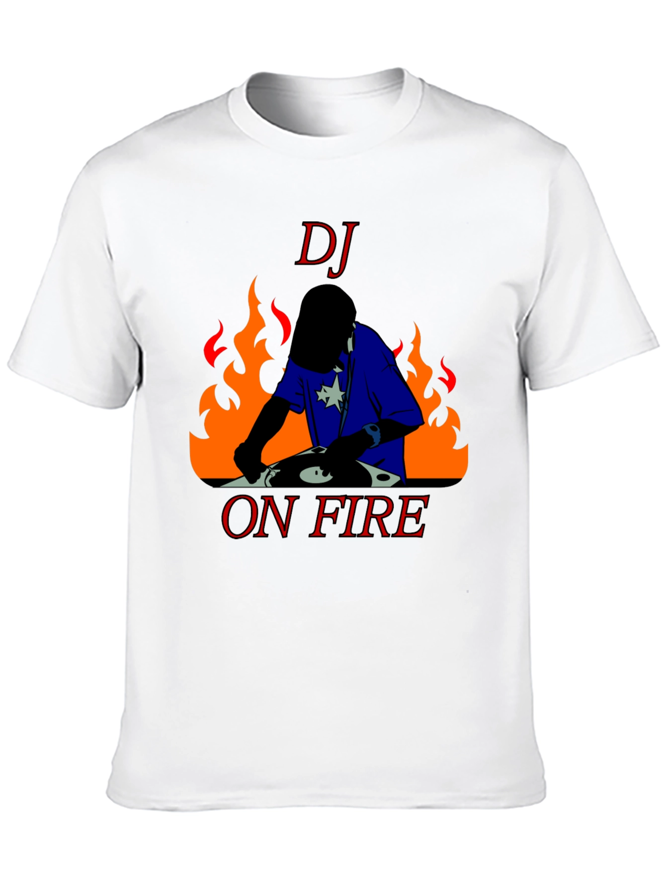 DJ On Fire Graphic Tee - Black Cotton T-Shirt