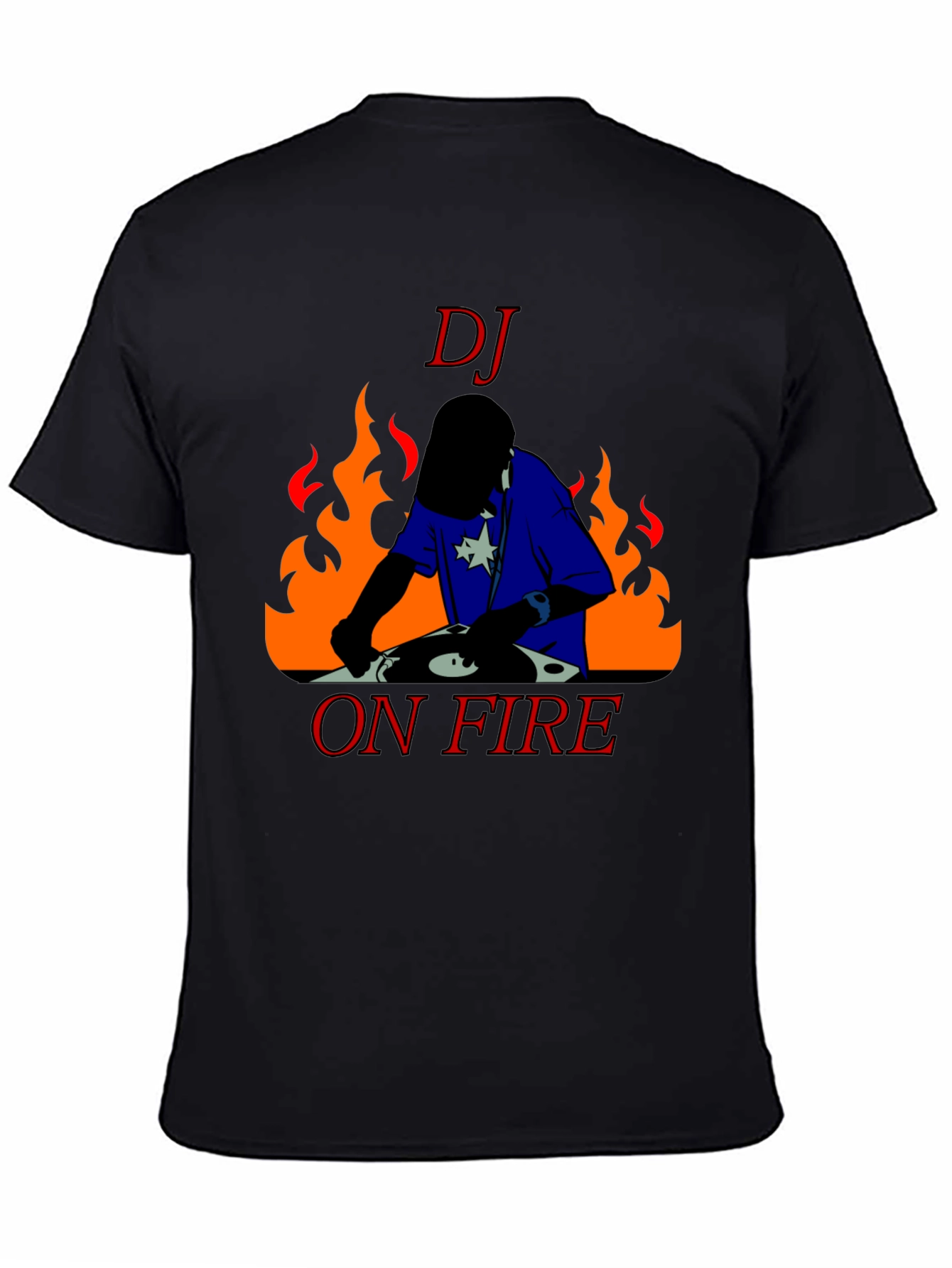 DJ On Fire Graphic Tee - Black Cotton T-Shirt