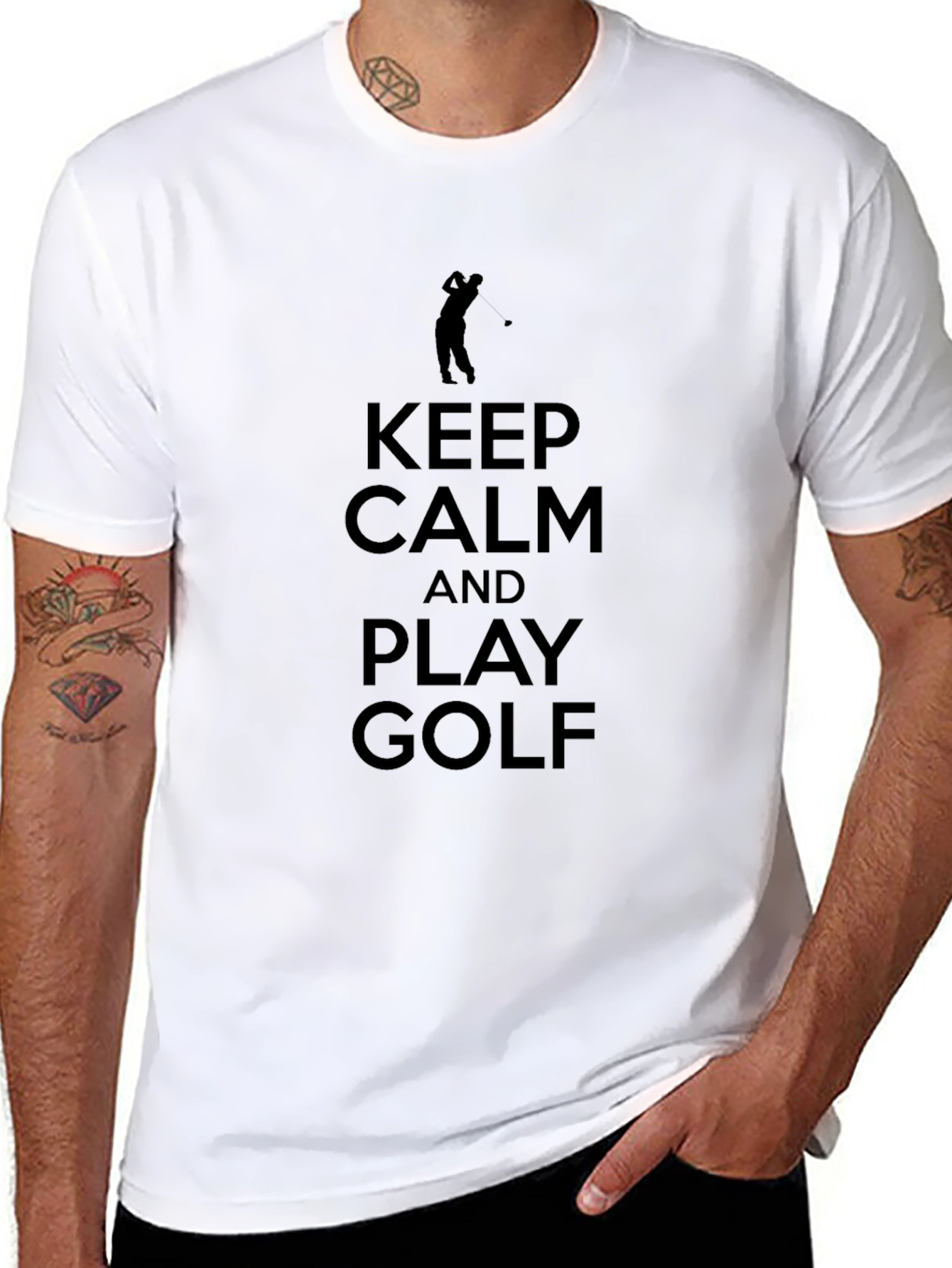 Keep Calm and Play Golf Mens Black T-Shirt