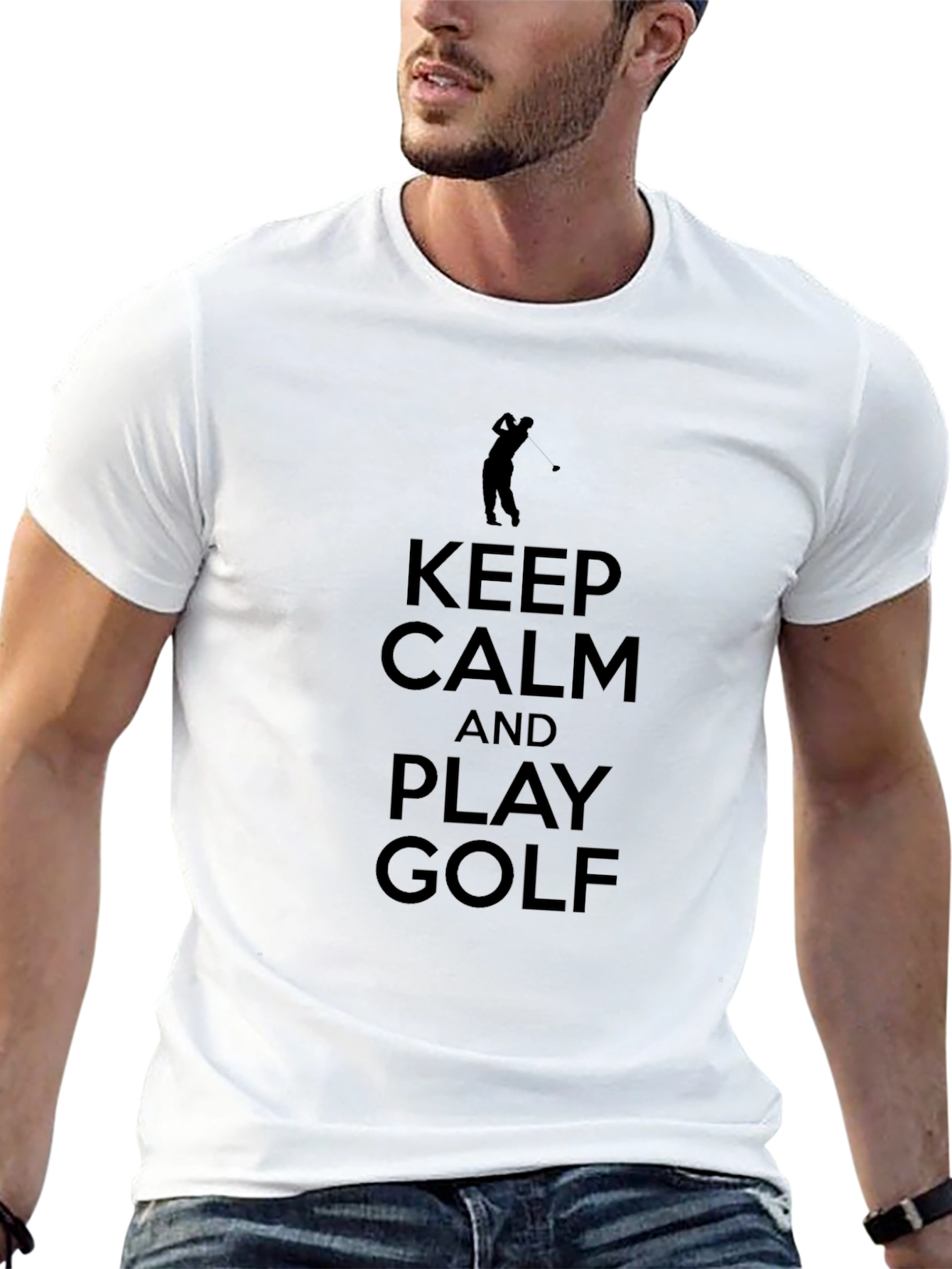 Keep Calm and Play Golf Mens Black T-Shirt