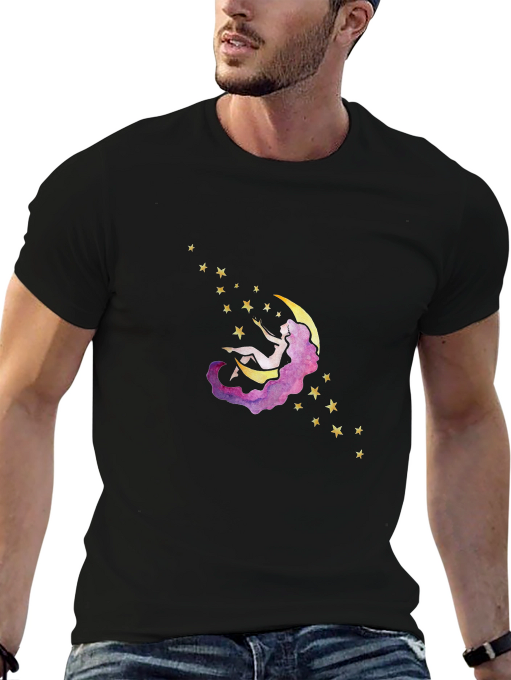 Moon Dreamer T-Shirt - Black Cotton