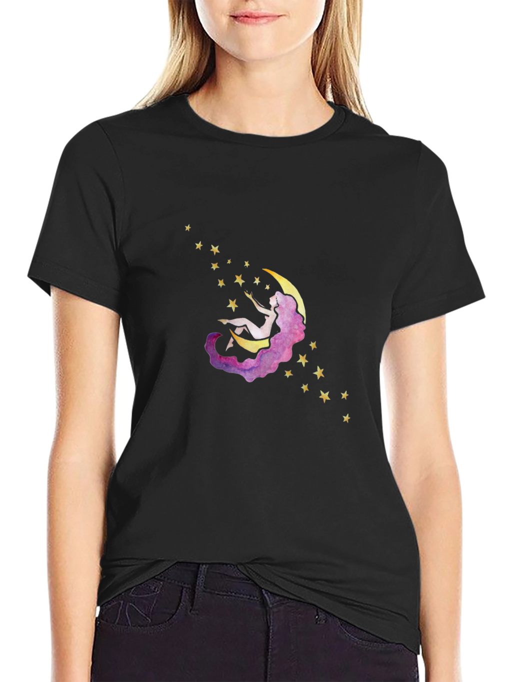 Moon Dreamer T-Shirt - Black Cotton