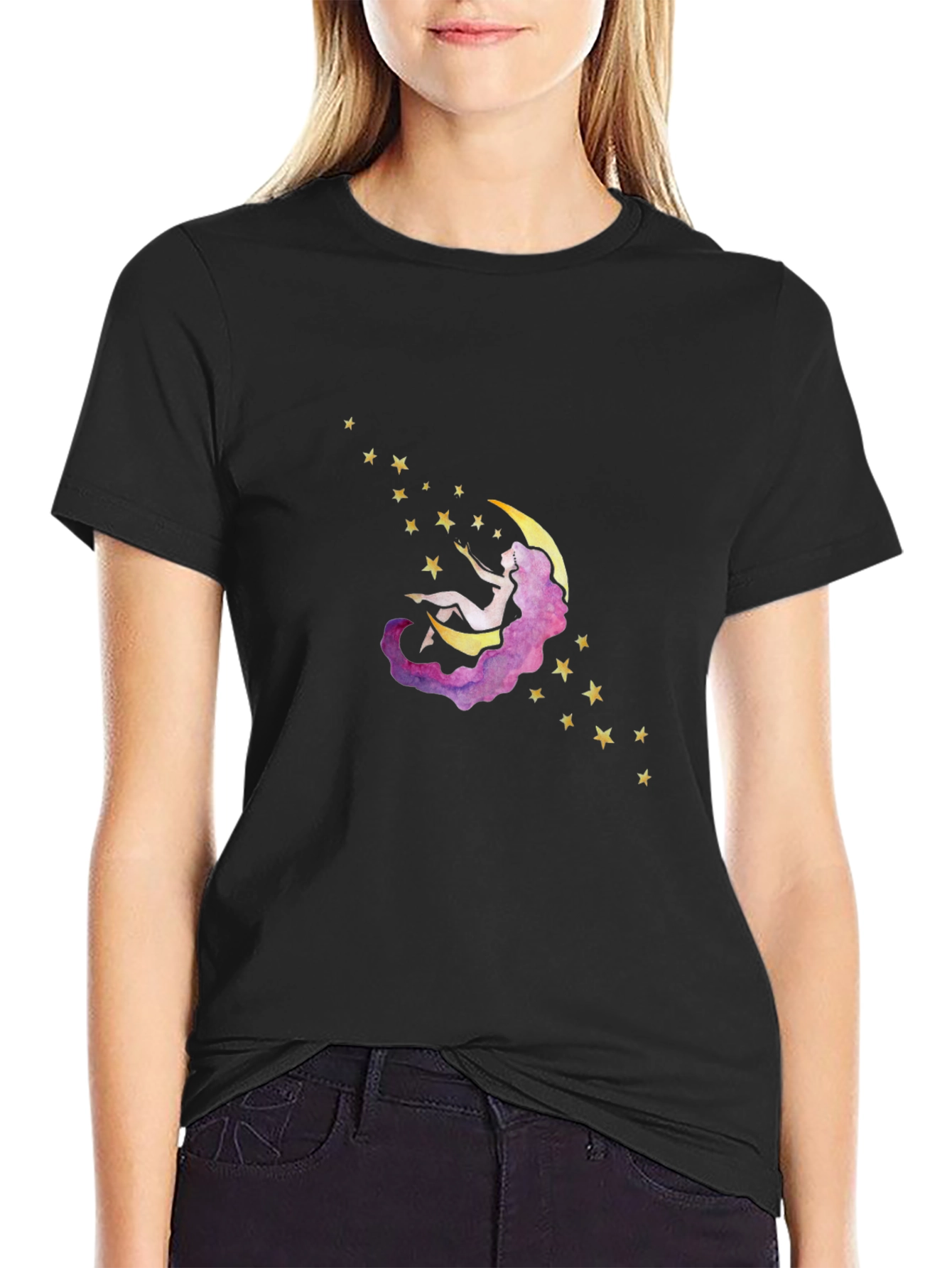Moon Dreamer T-Shirt - Black Cotton