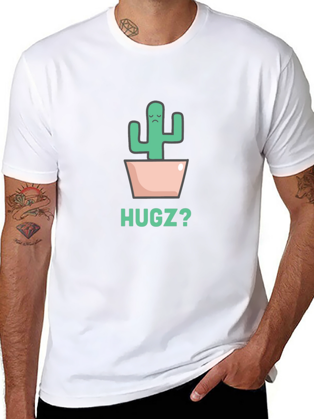 Sad Cactus Hugz? Black Graphic Tee