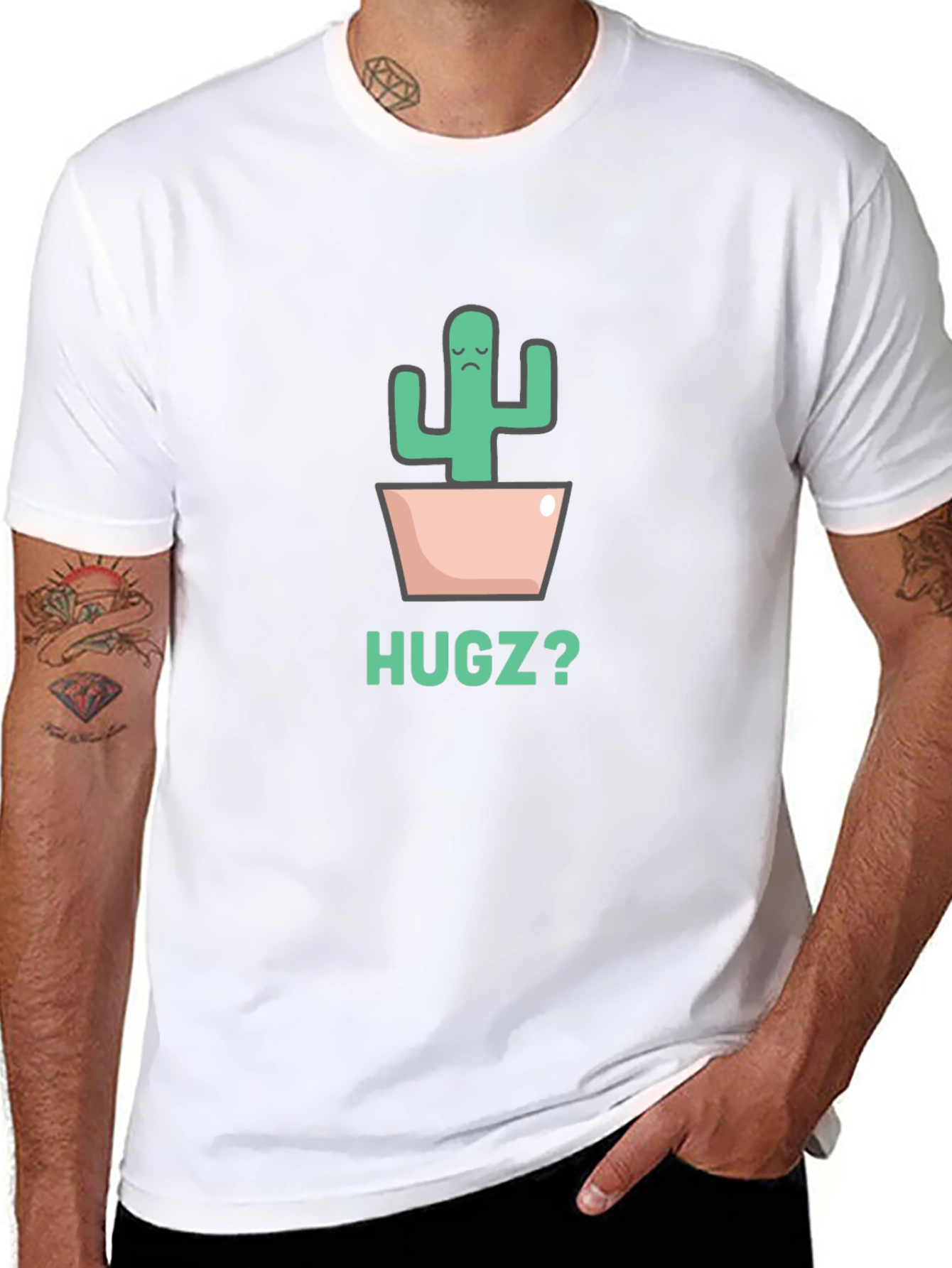 Sad Cactus Hugz? Black Graphic Tee