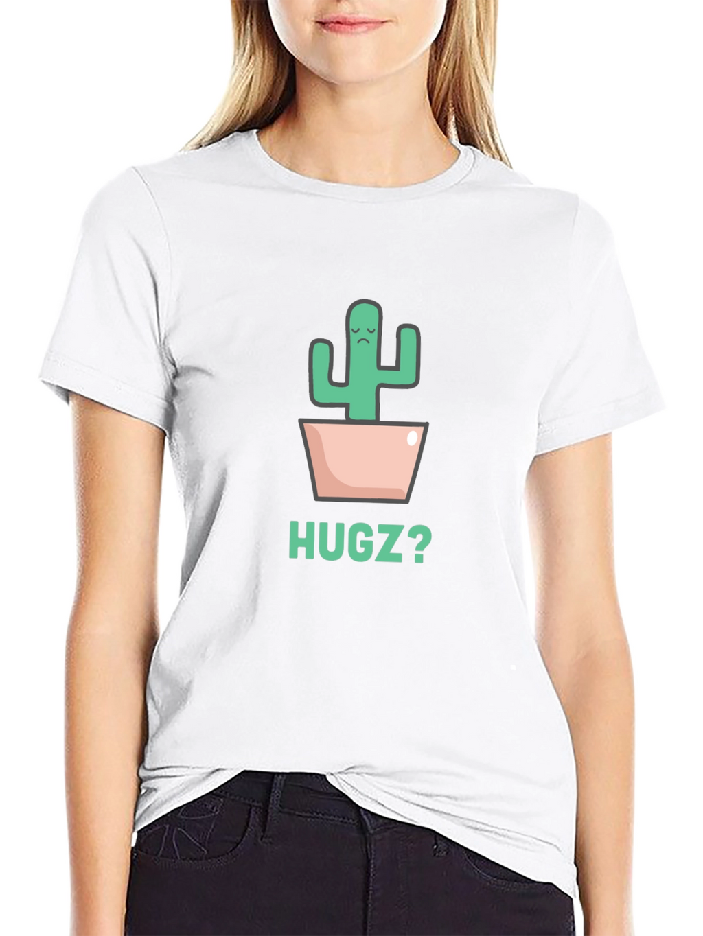 Sad Cactus Hugz? Black Graphic Tee