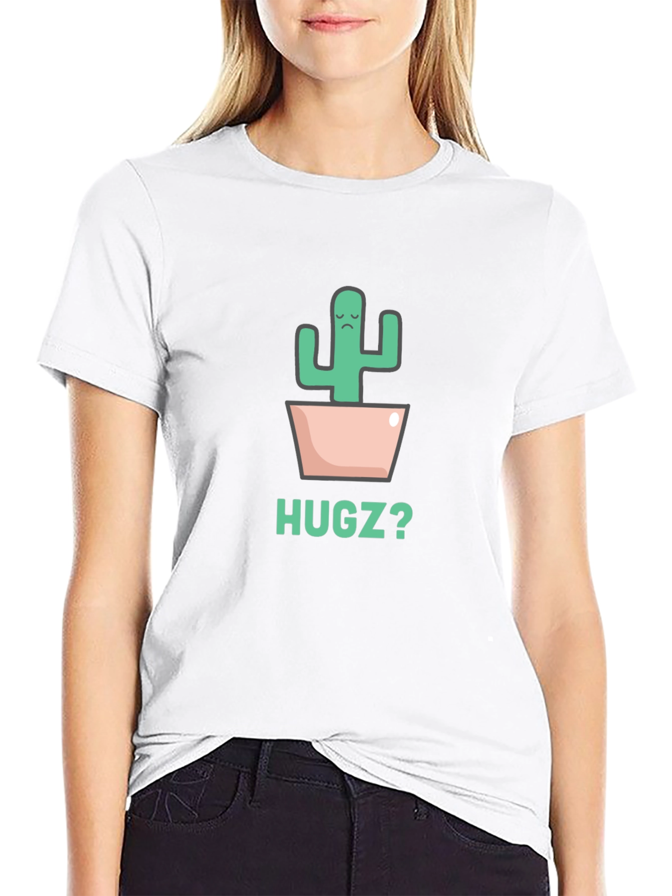 Sad Cactus Hugz? Black Graphic Tee